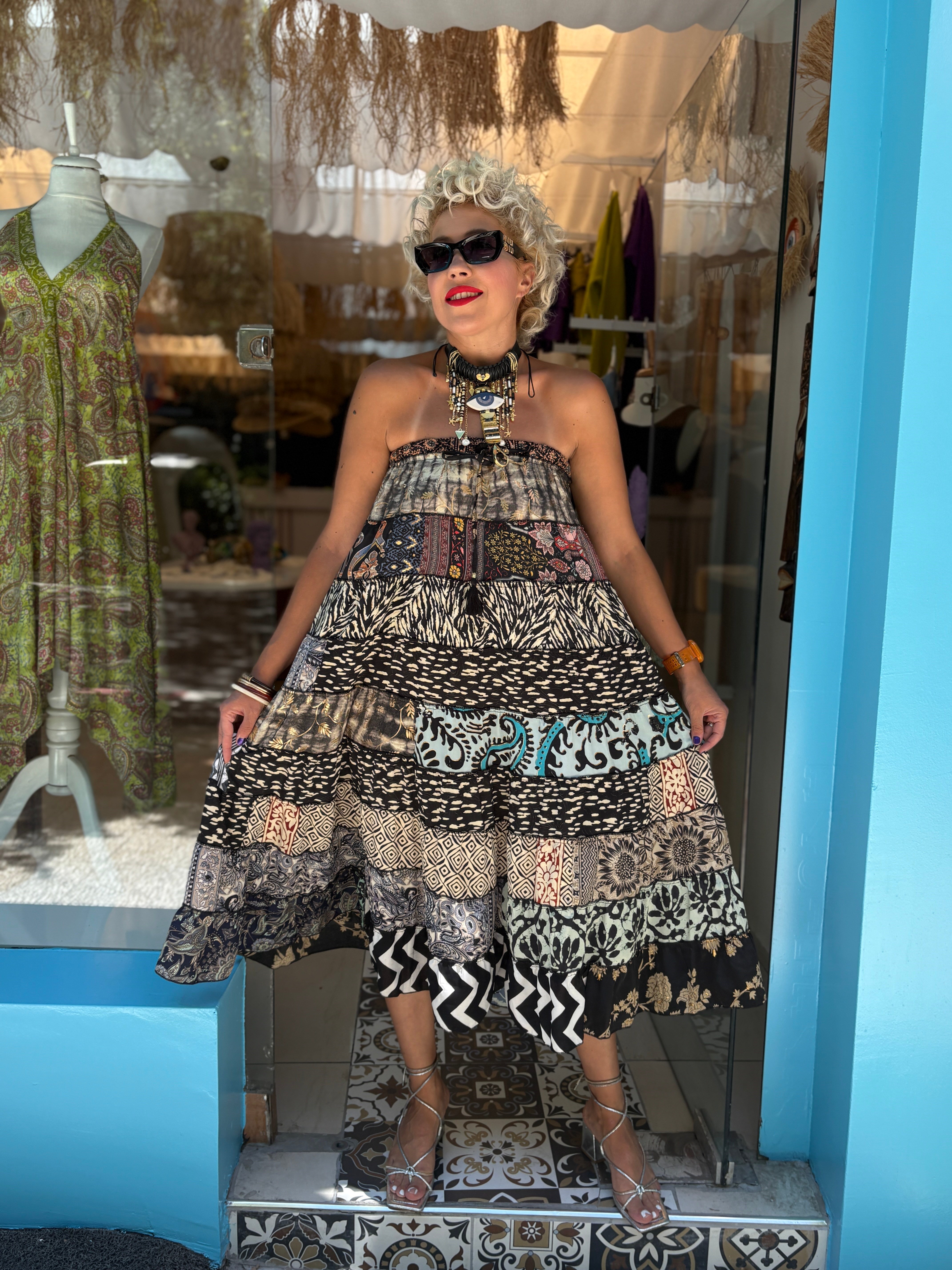 Patchwork İthal Etek Elbise