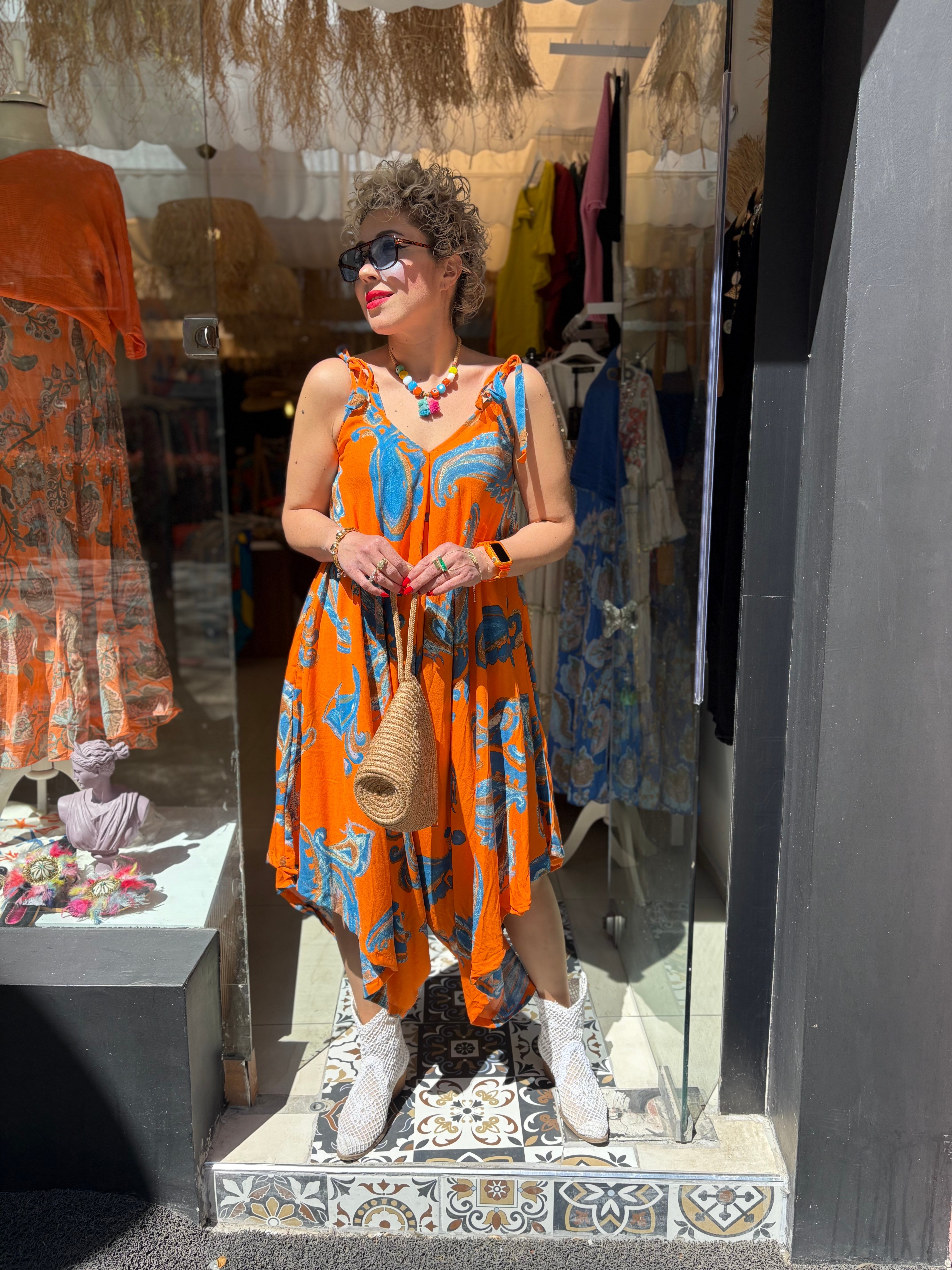Renkli Askılı Tulum Elbise