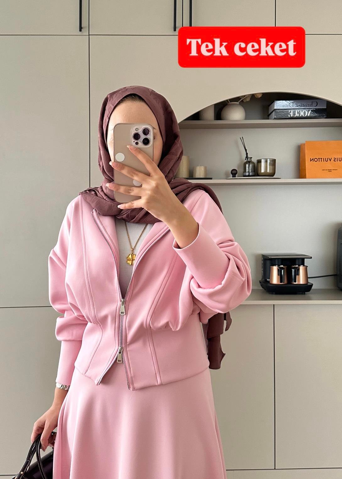  Fermuarlı Scuba Ceket Pembe