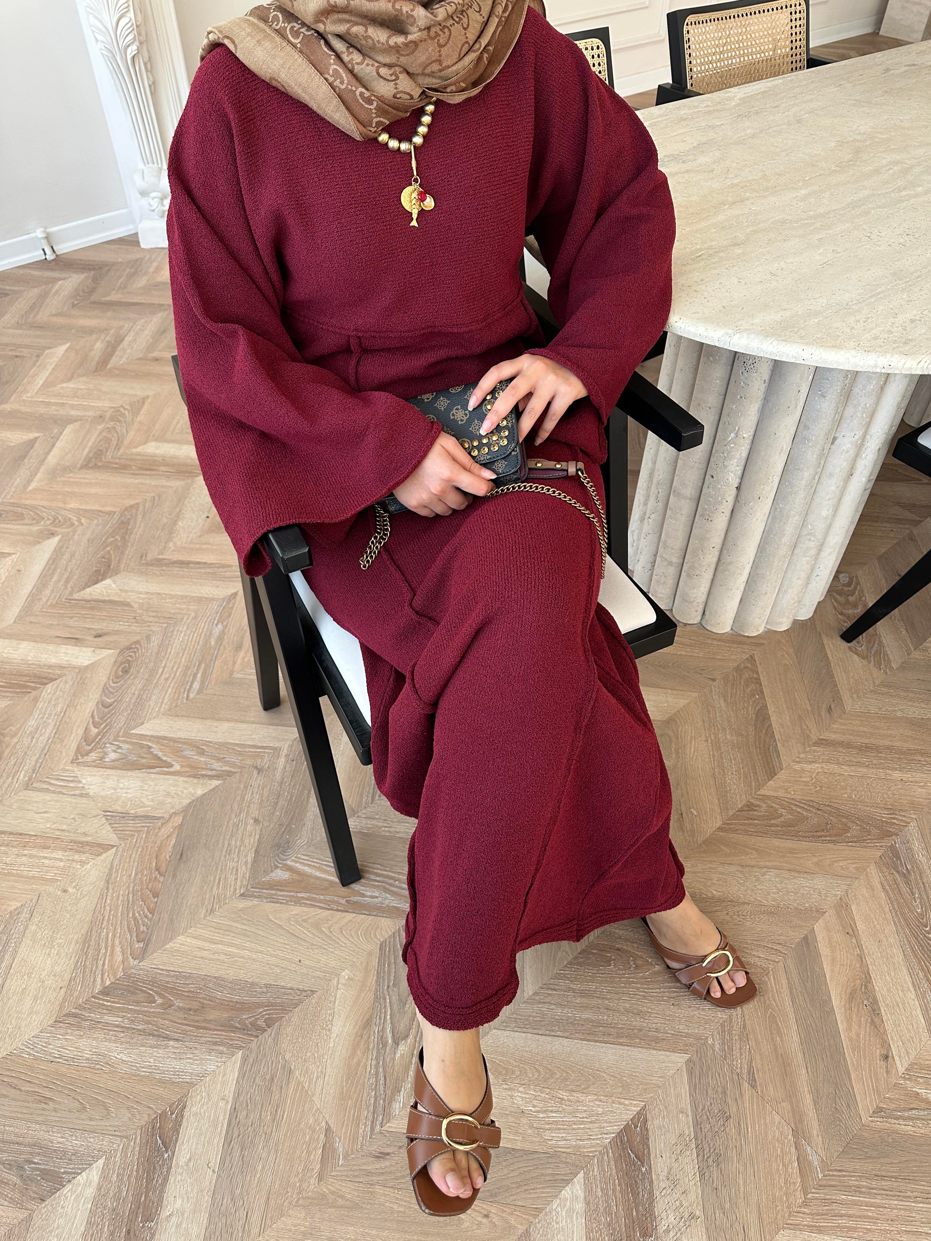 Afra İplik Elbise Bordo