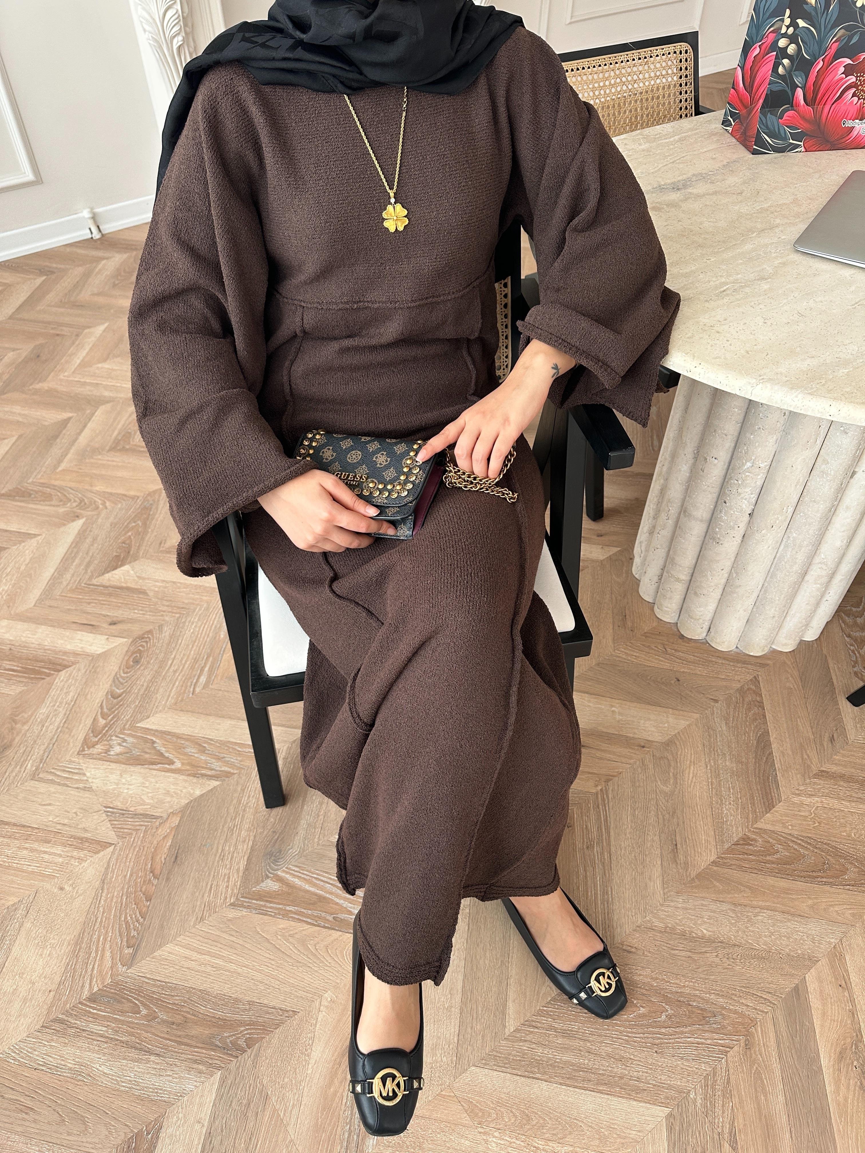 Afra İplik Elbise Kahverengi