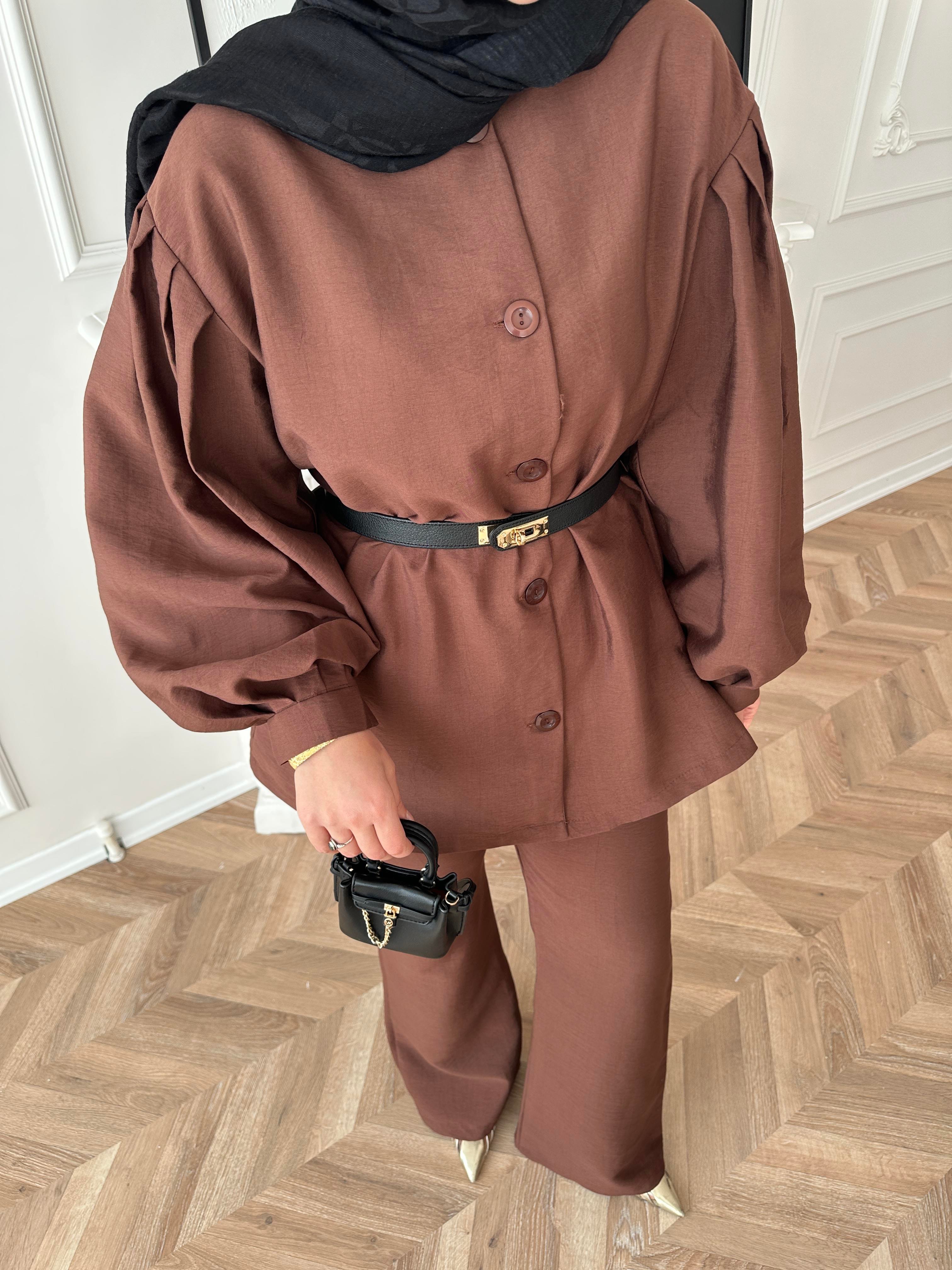 Alesa Pantolonlu Takım Acı Kahve