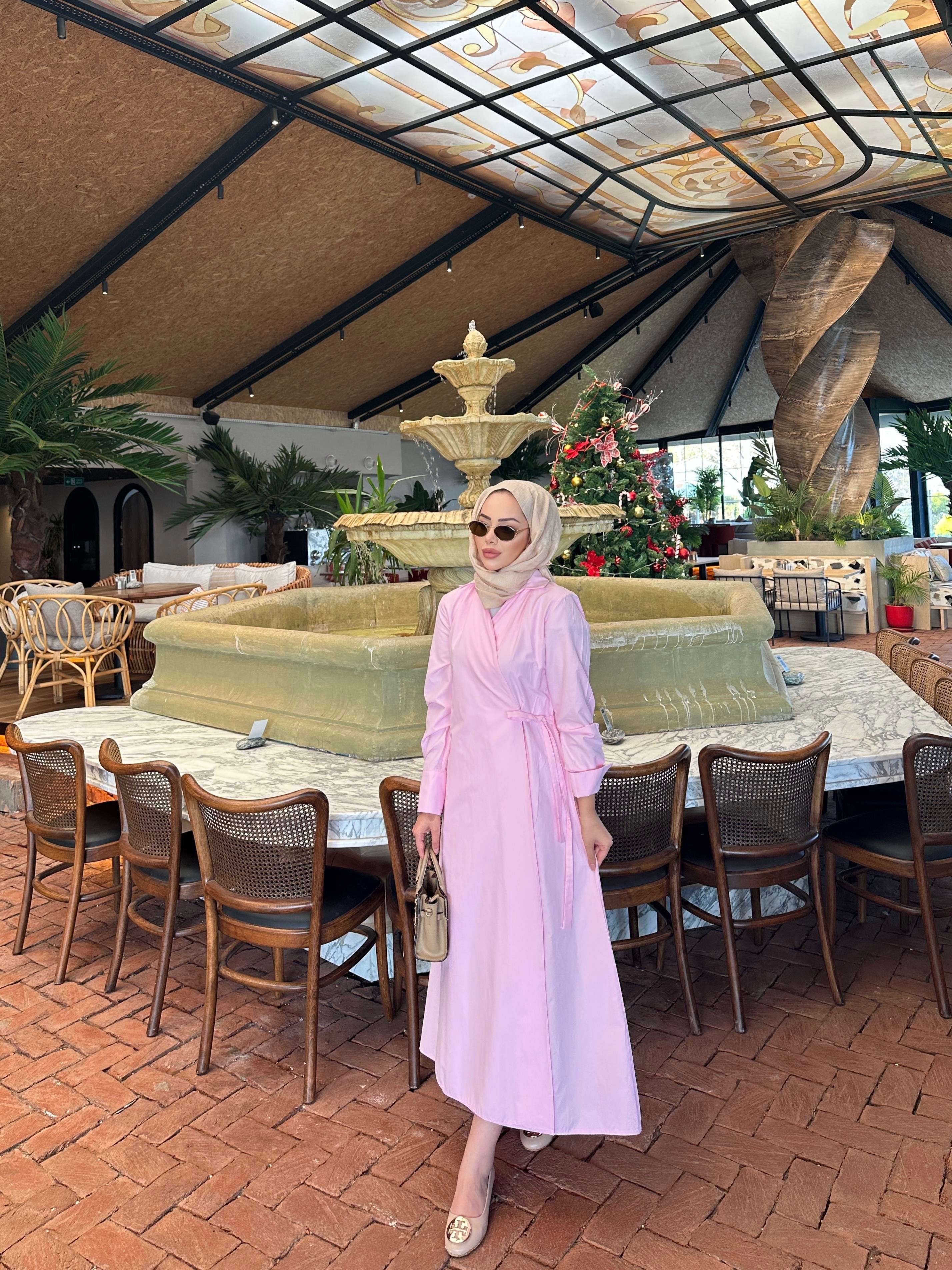 Alvina Yandan Bağlamalı Elbise Pembe