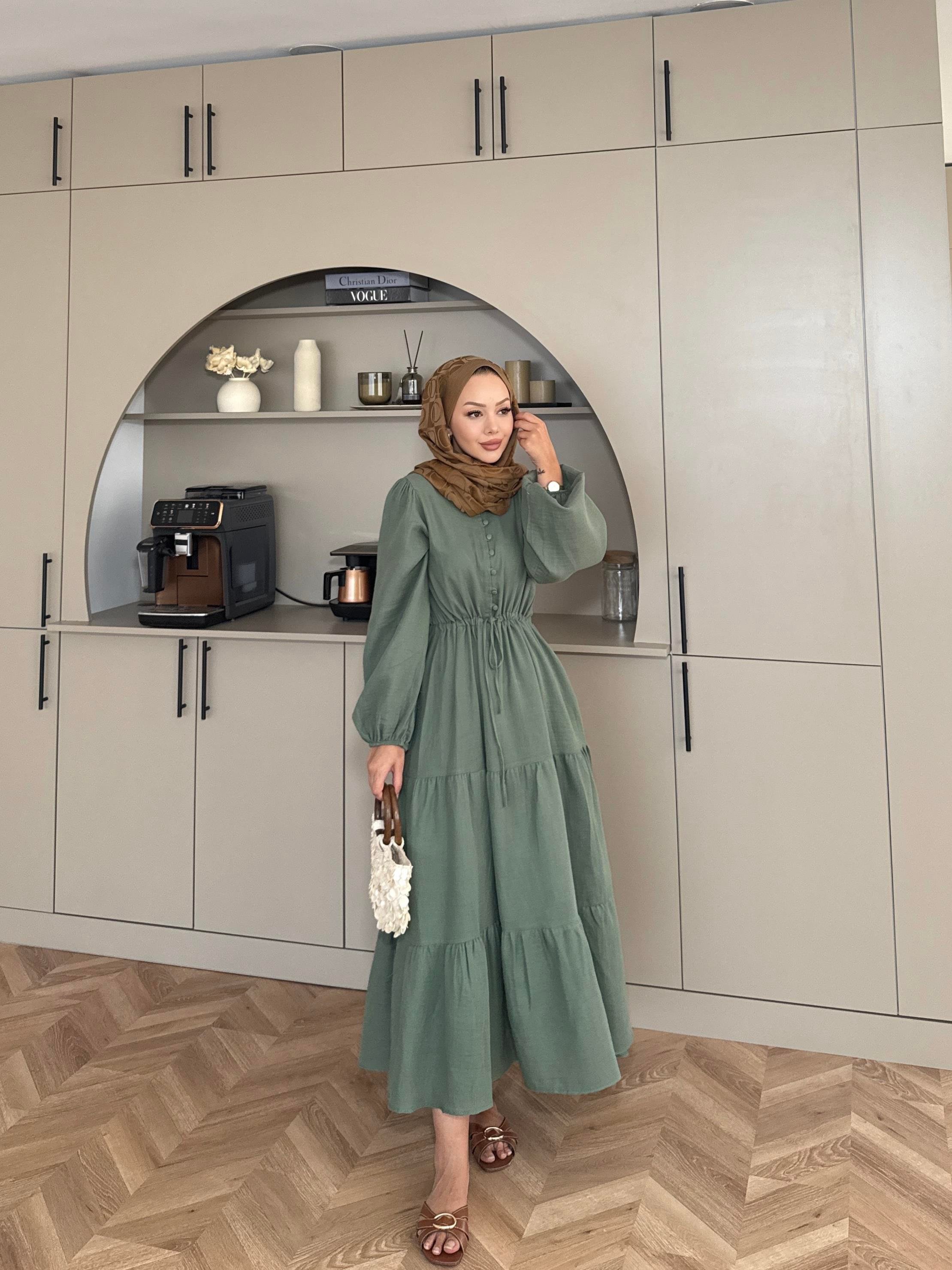 Alya Müslin Elbise Haki