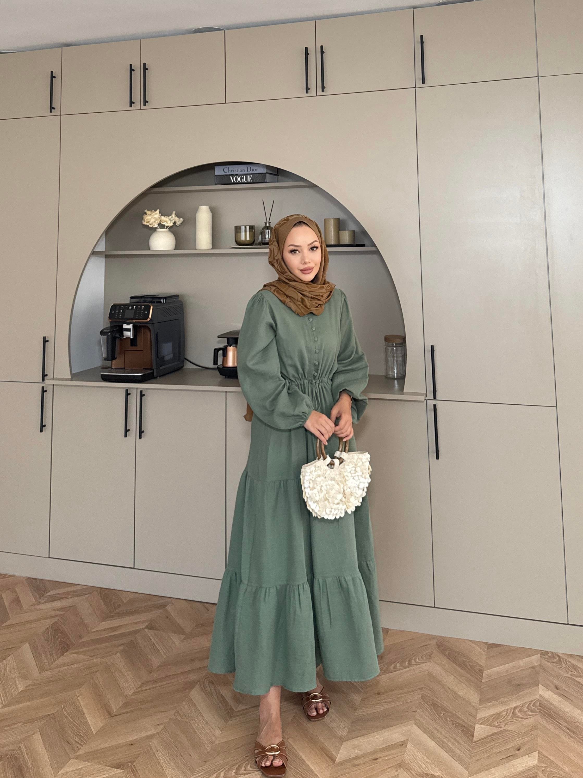 Alya Müslin Elbise Haki