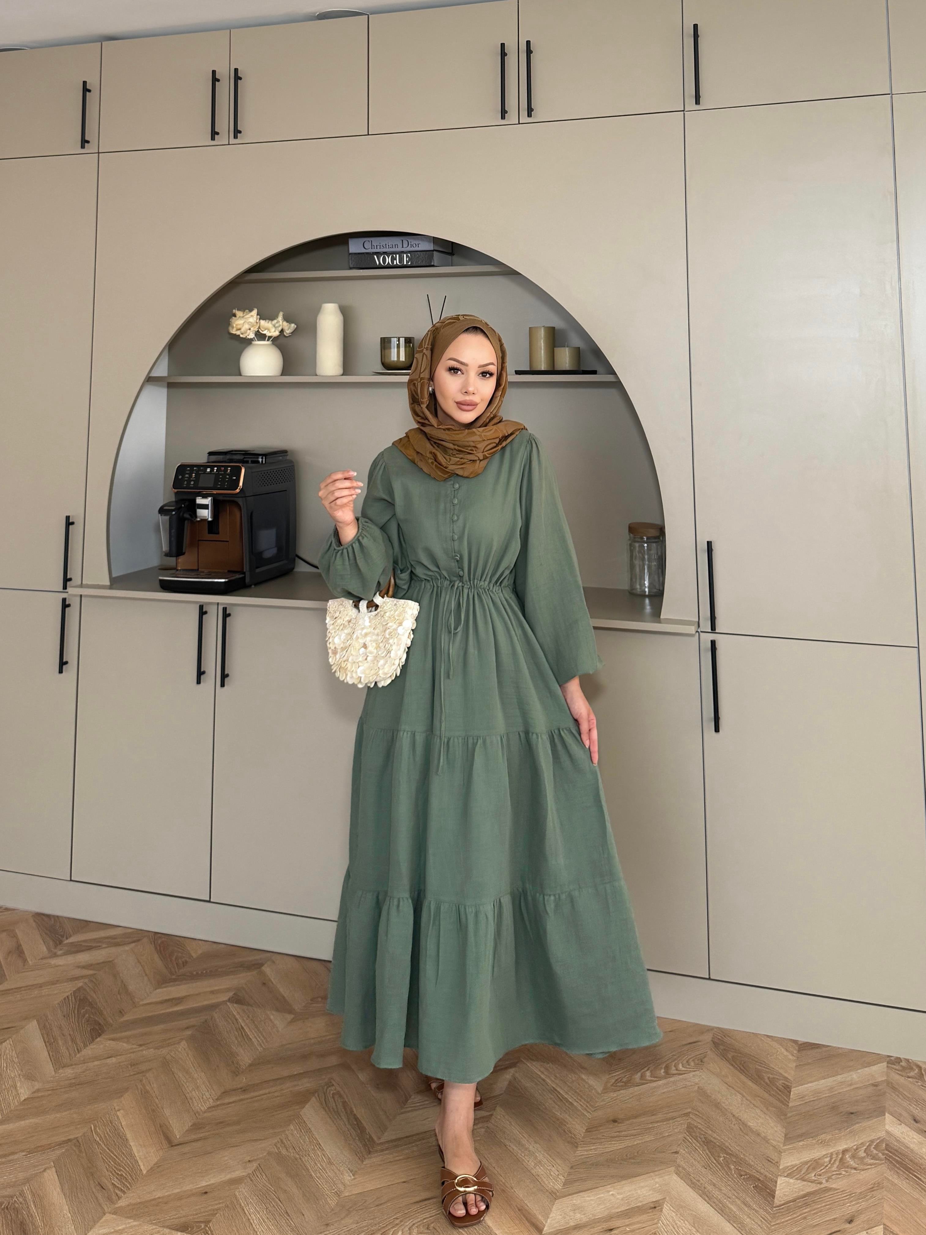 Alya Müslin Elbise Haki