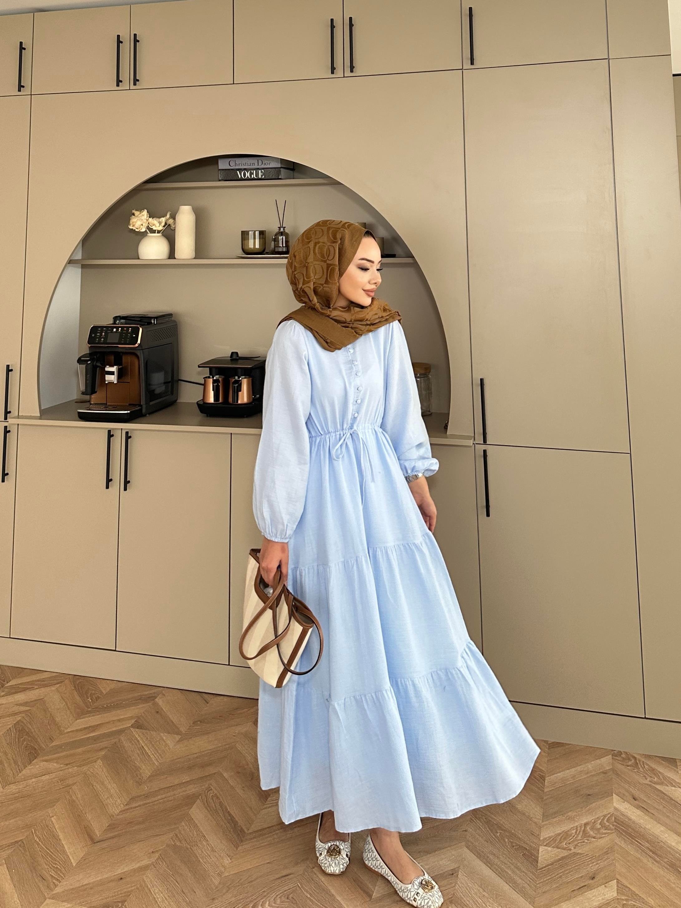 Alya Müslin Elbise Mavi