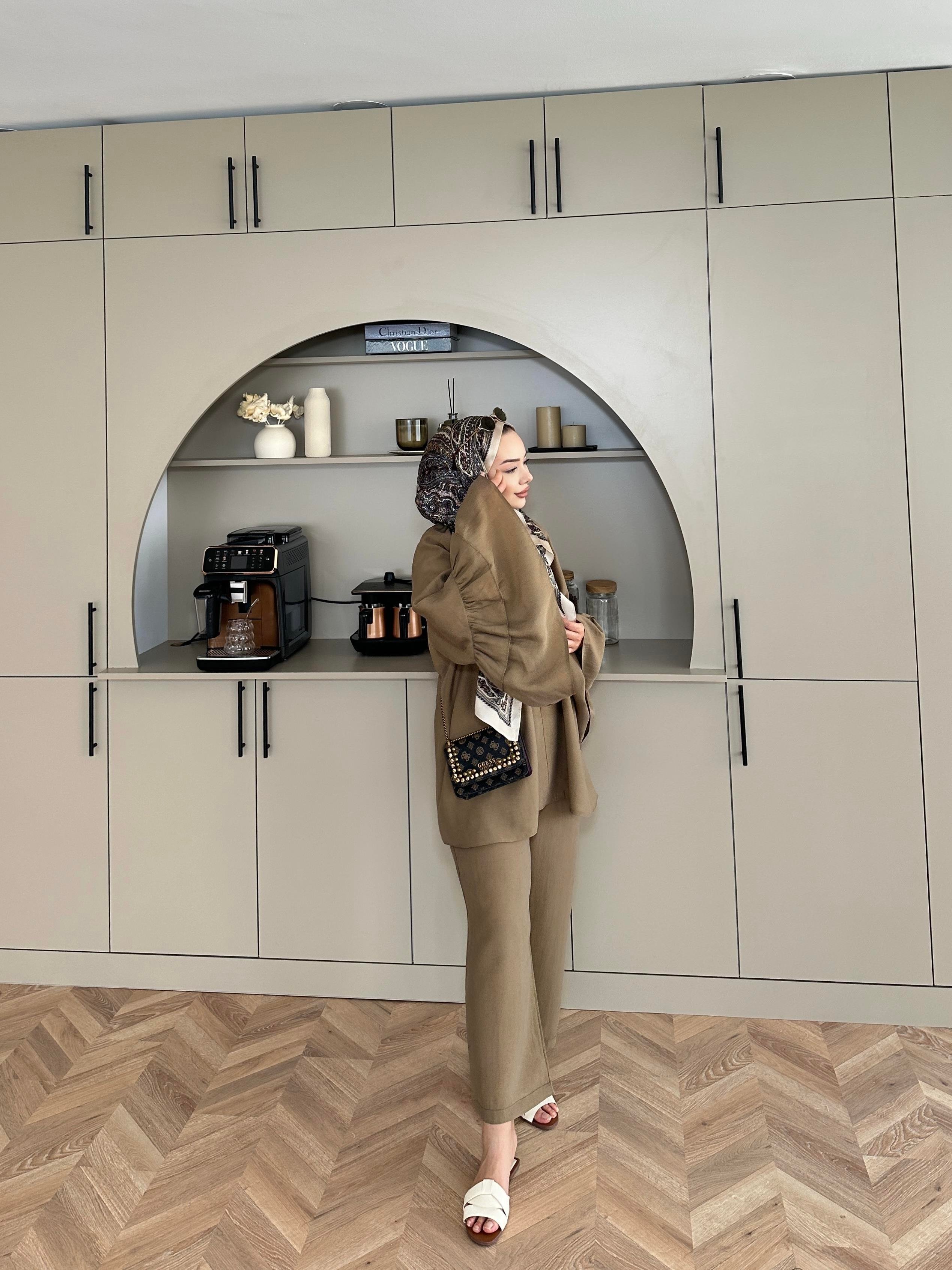 Amaris Pantolonlu Takım Kahve