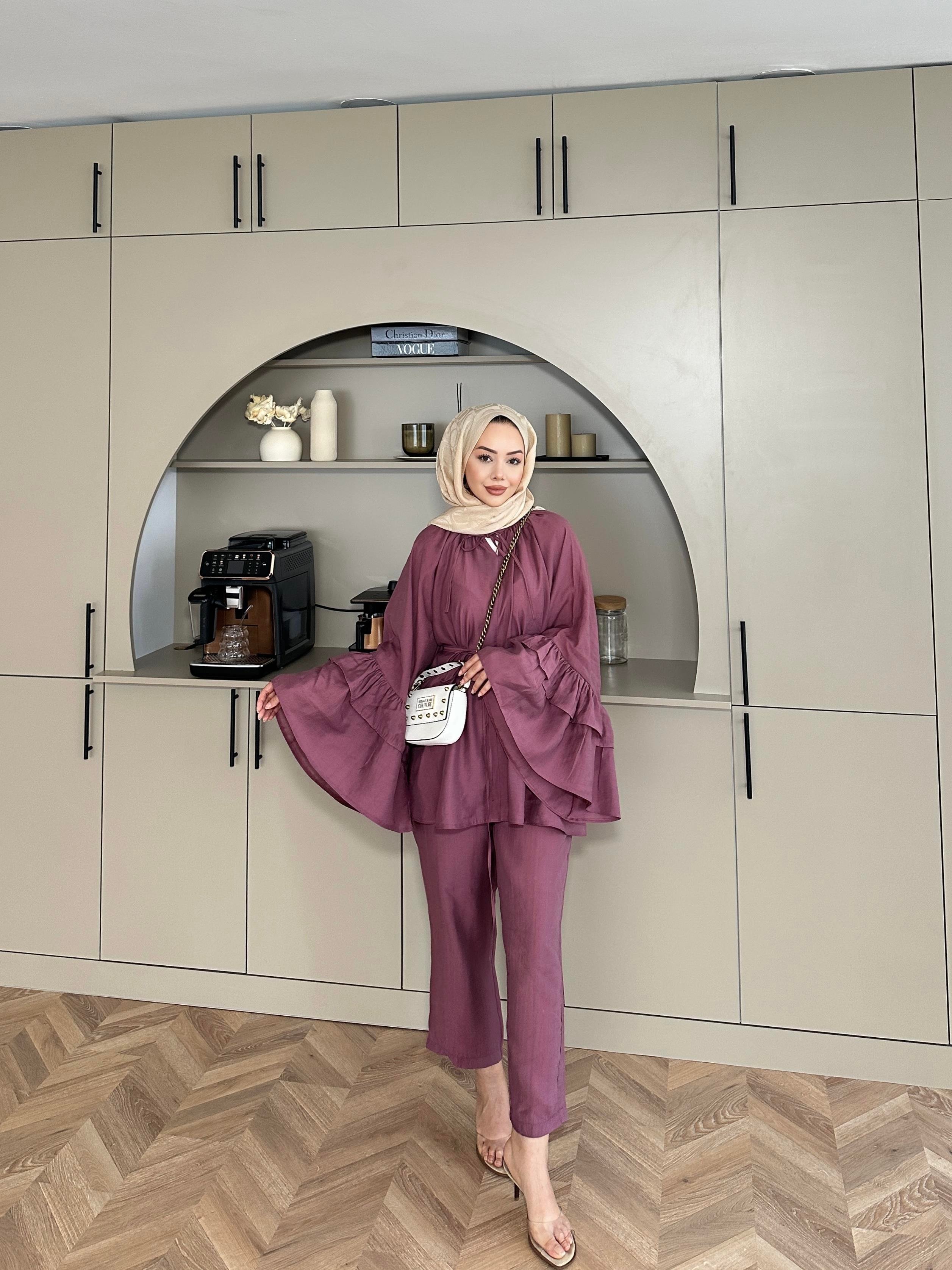 Amaris Pantolonlu Takım Mürdüm