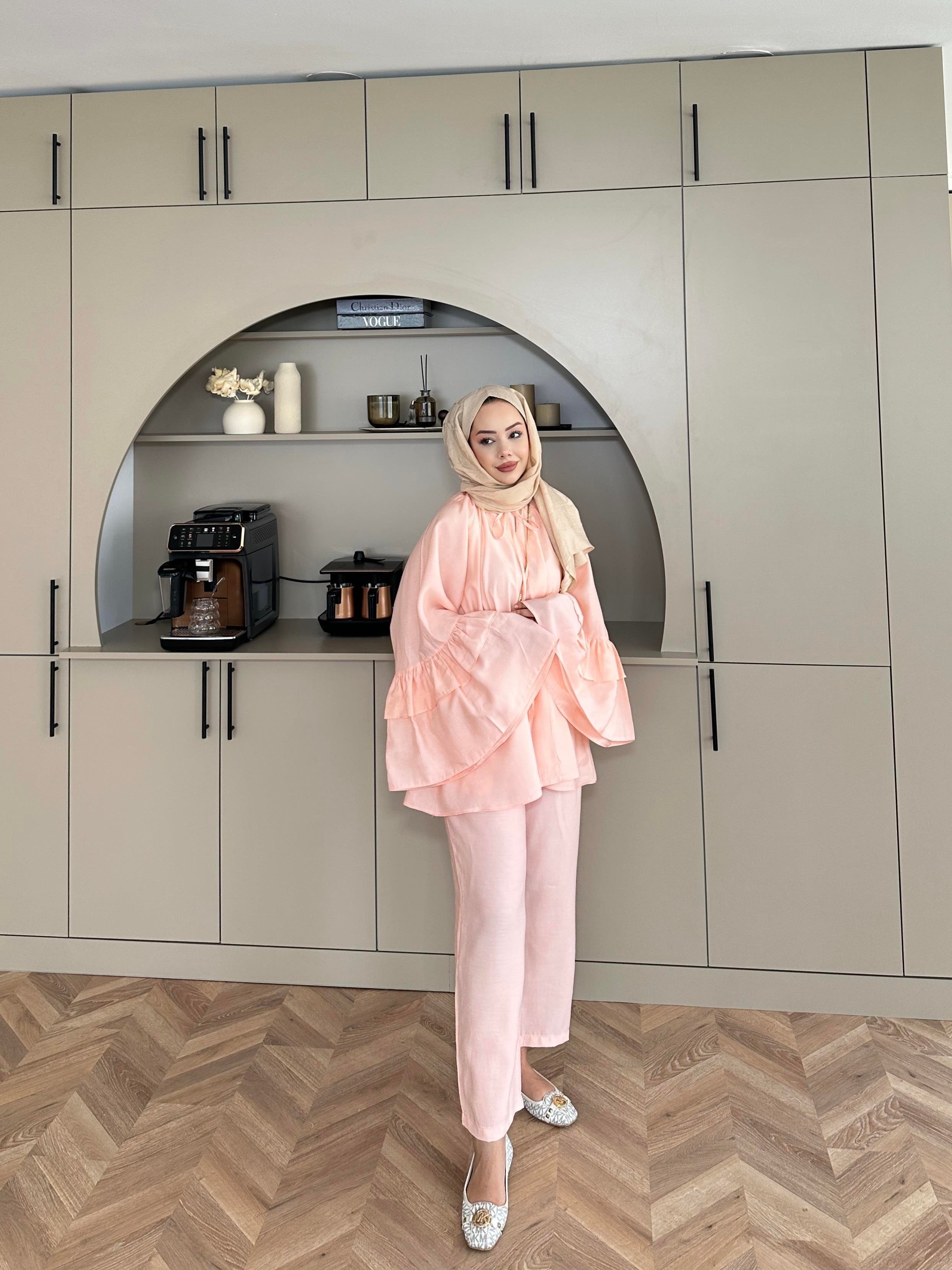 Amaris Pantolonlu Takım Toz Pembe