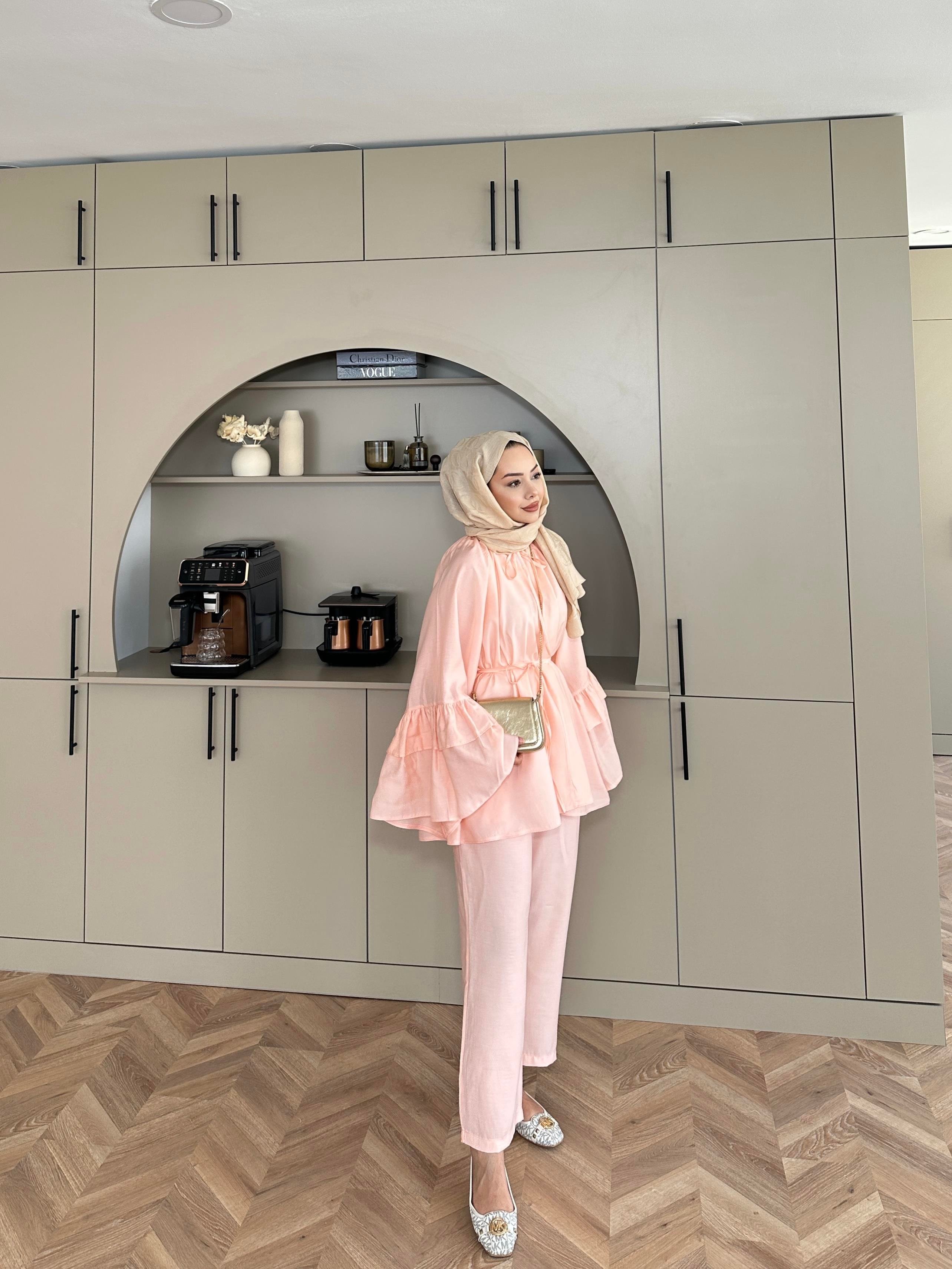 Amaris Pantolonlu Takım Toz Pembe