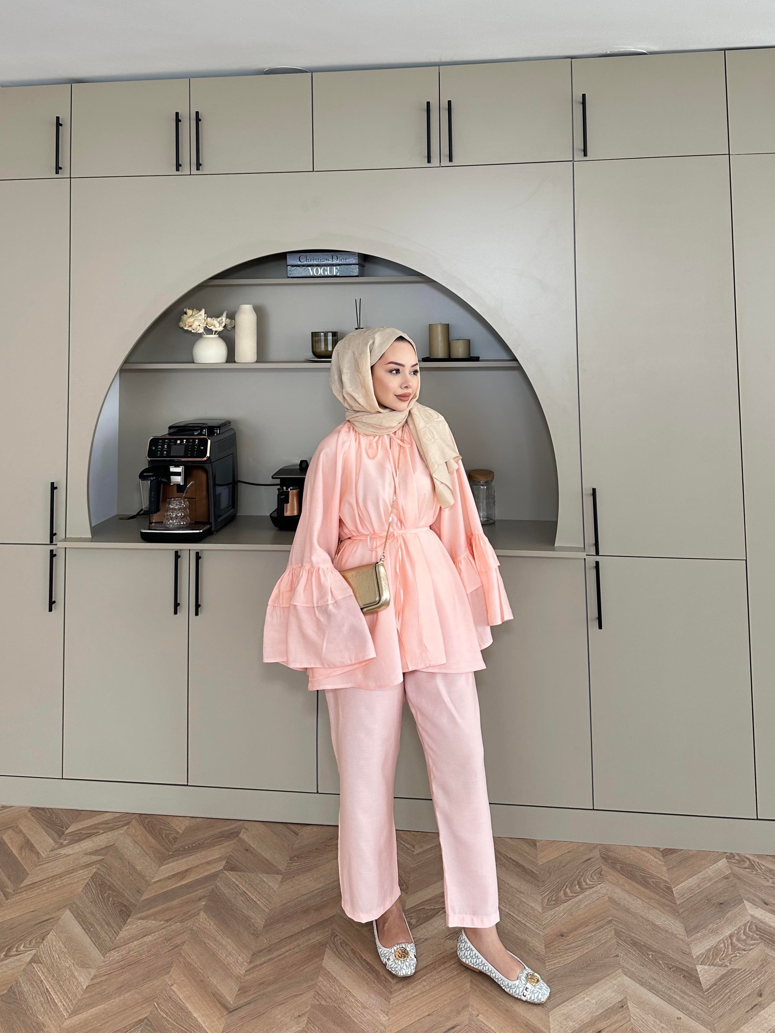 Amaris Pantolonlu Takım Toz Pembe