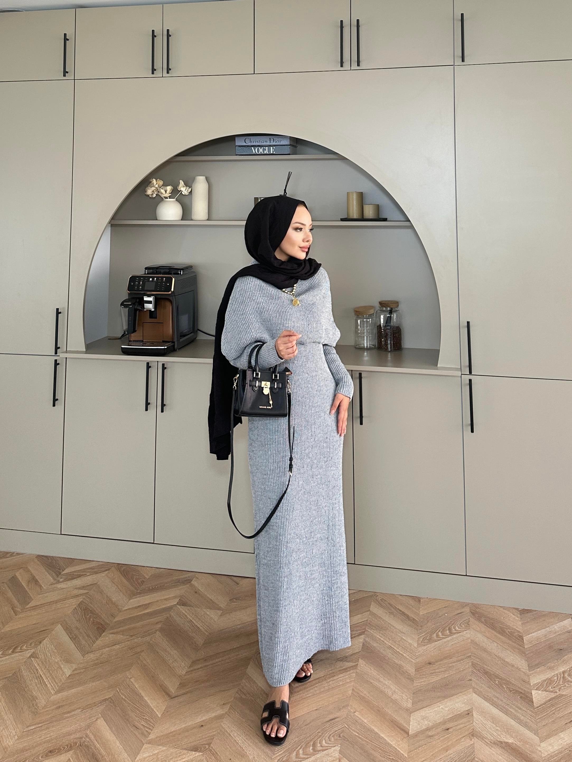 Anisa Triko Elbise Gri