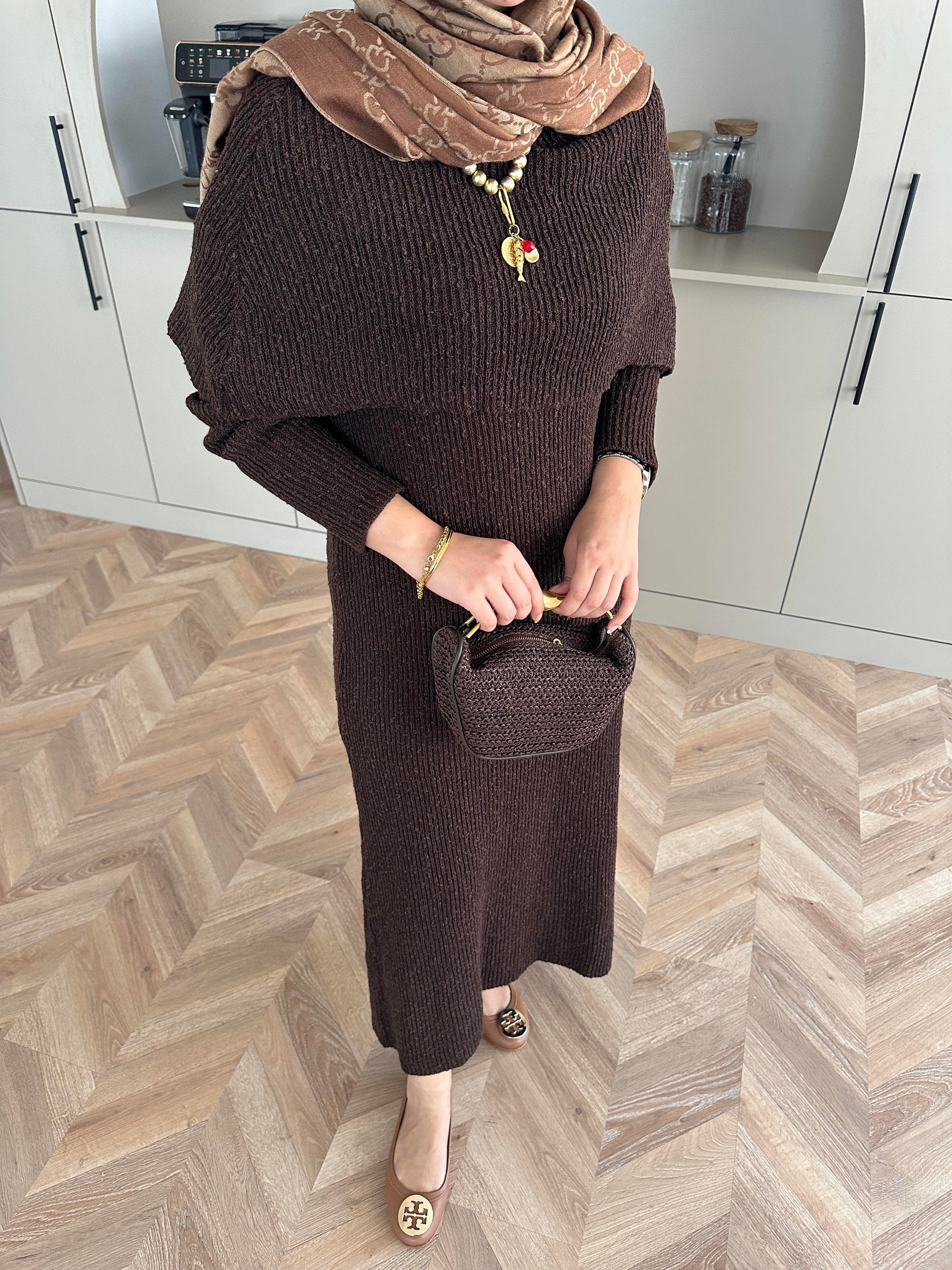 Anisa Triko Elbise Kahve