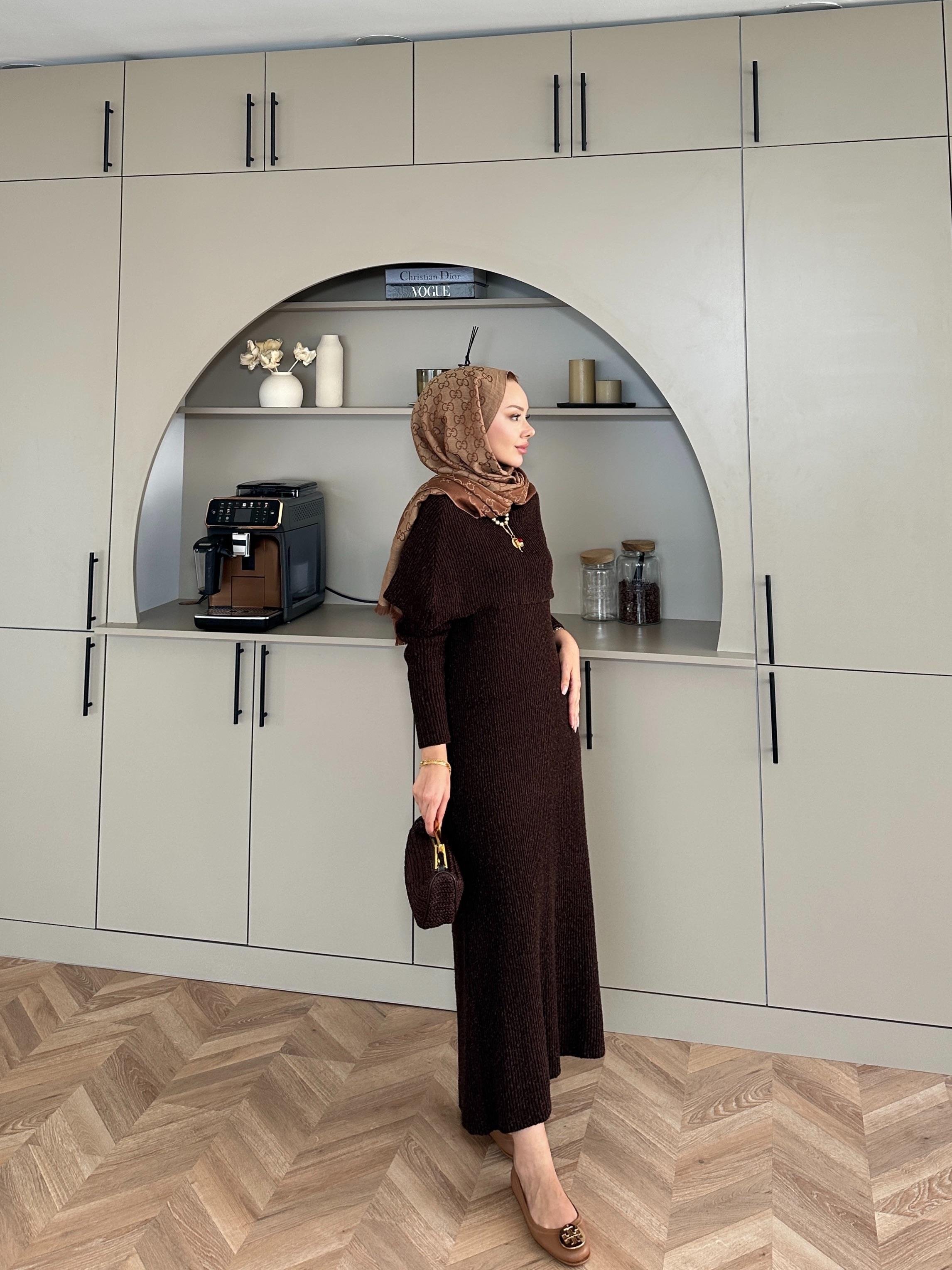 Anisa Triko Elbise Kahve