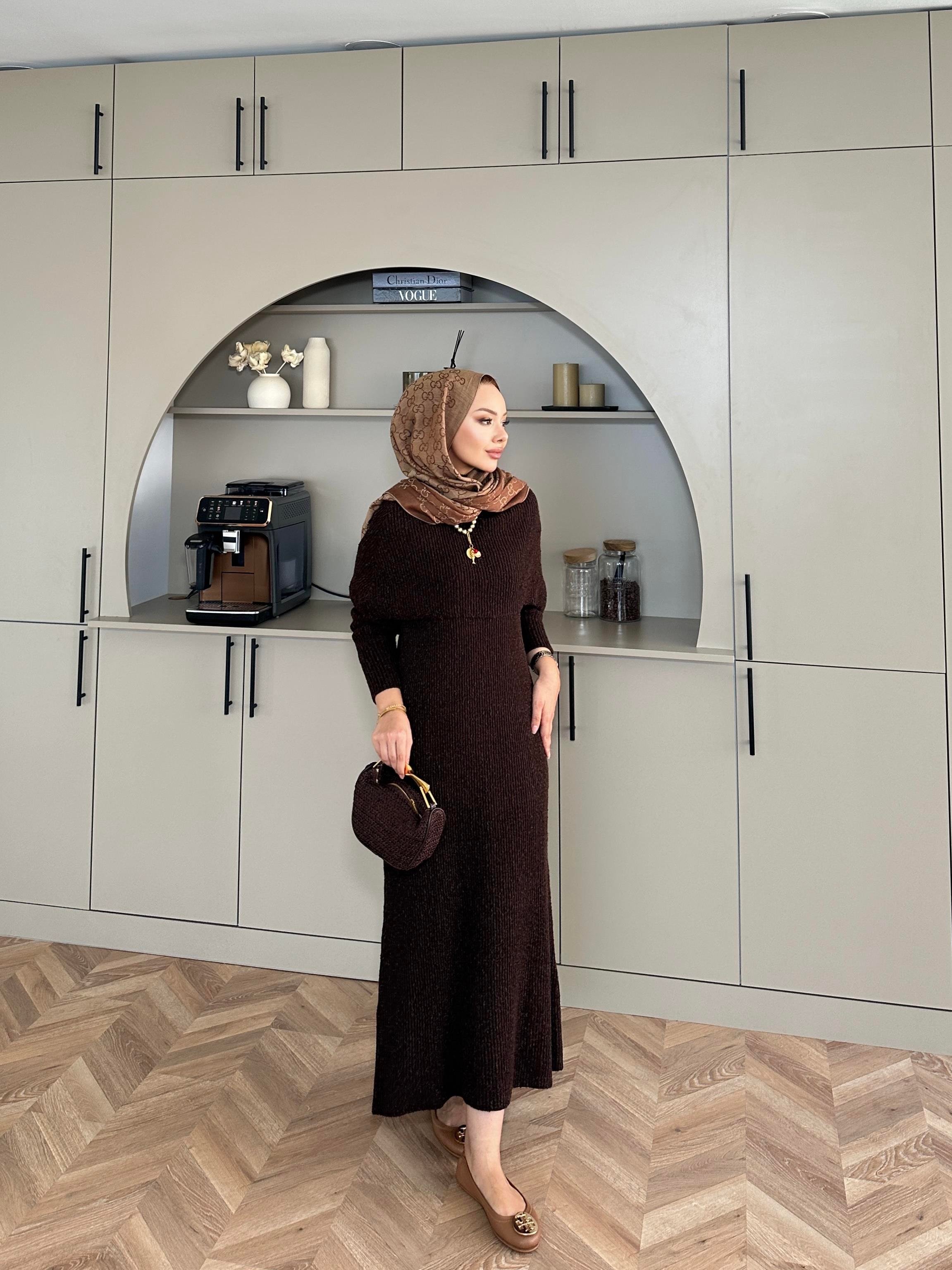 Anisa Triko Elbise Kahve