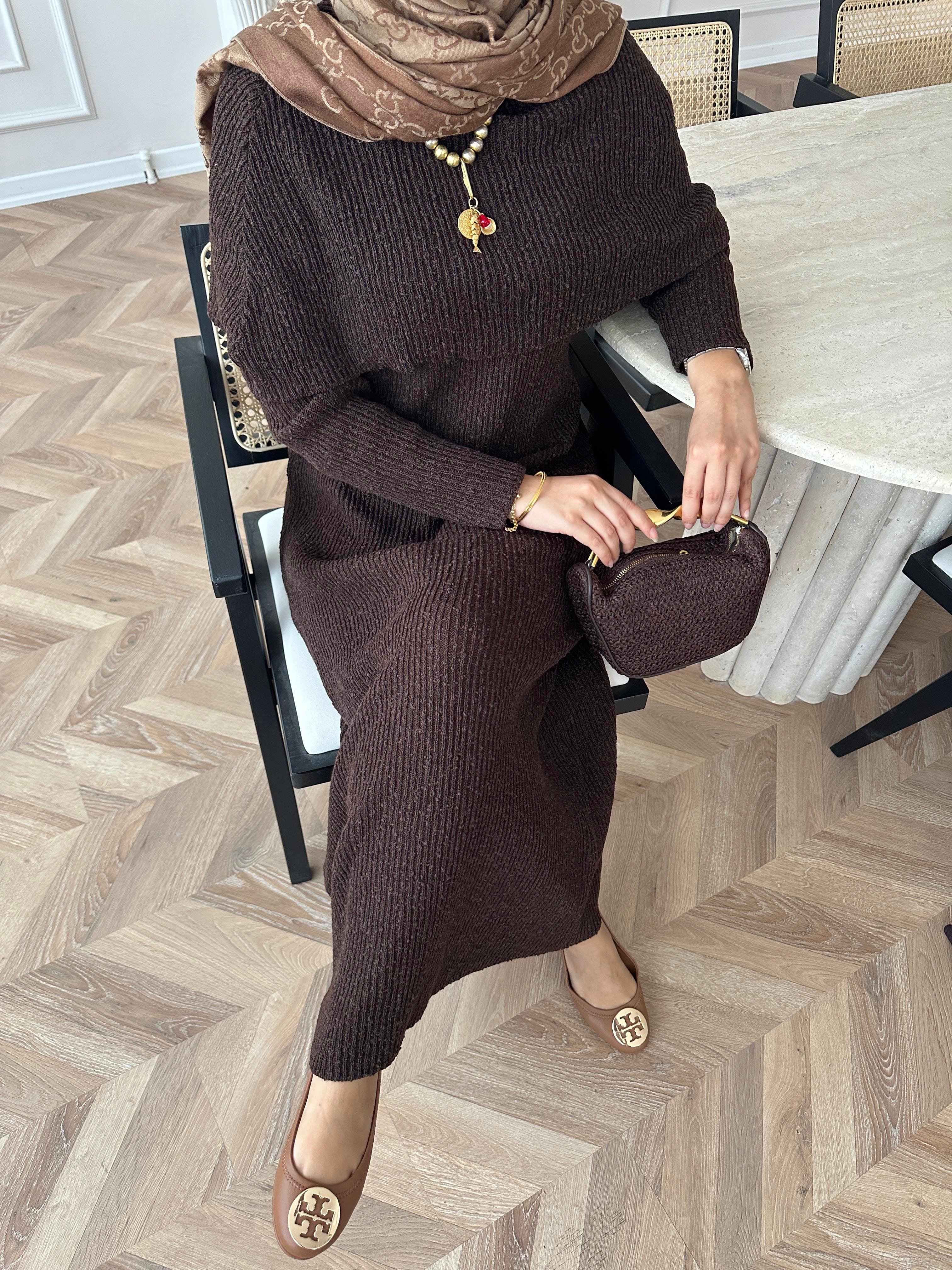 Anisa Triko Elbise Kahve