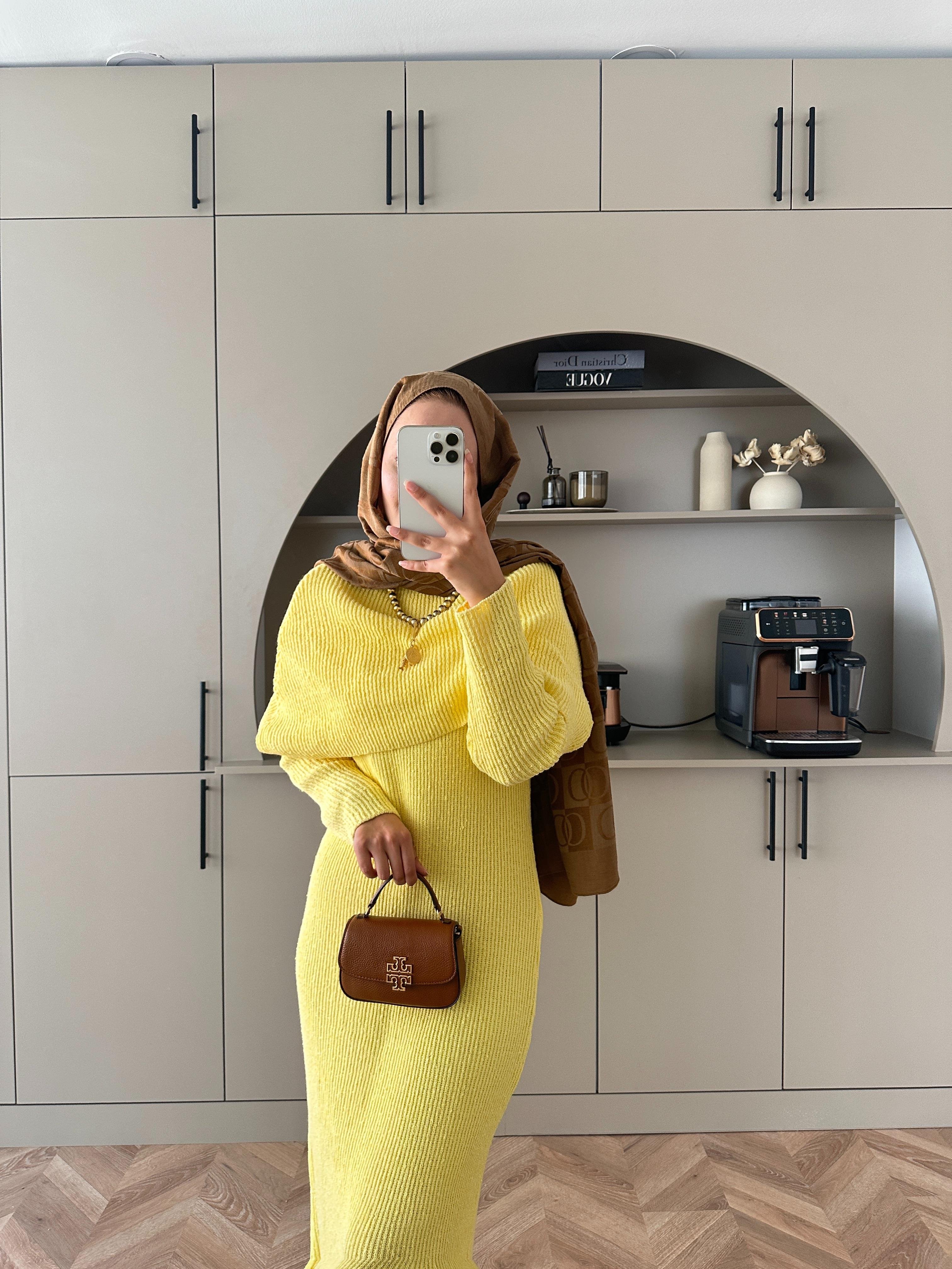 Anisa Triko Elbise Sarı