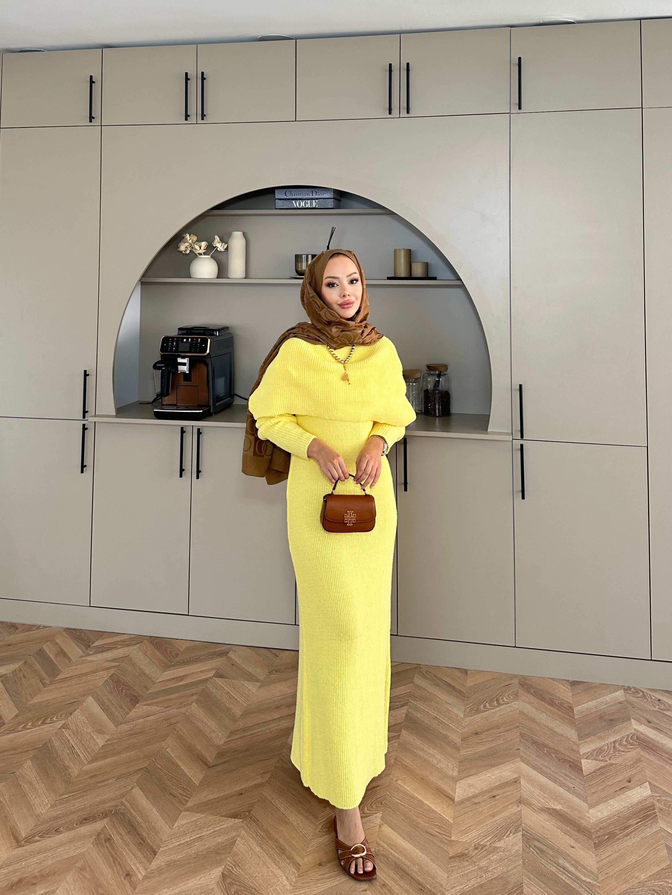 Anisa Triko Elbise Sarı