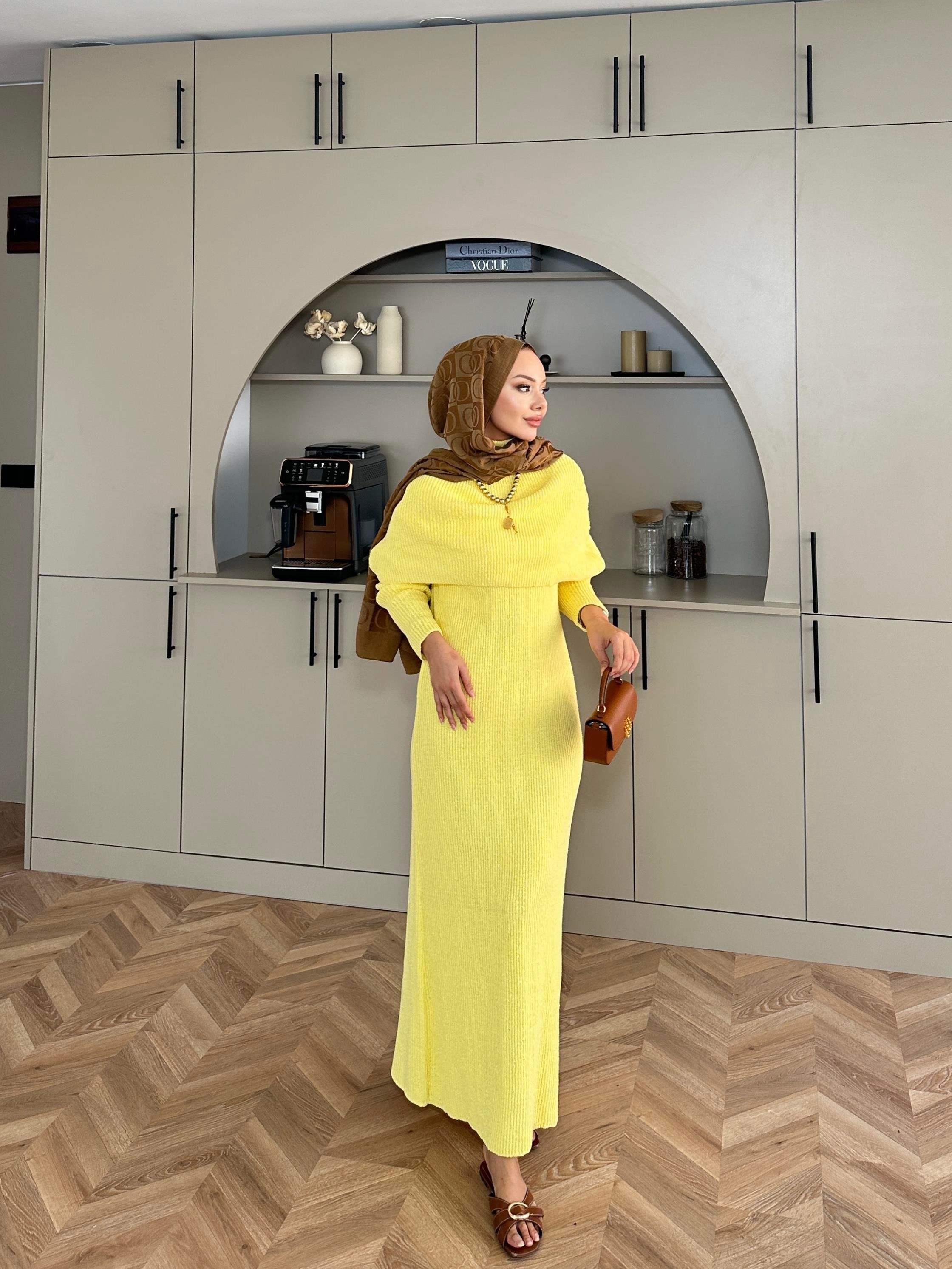 Anisa Triko Elbise Sarı