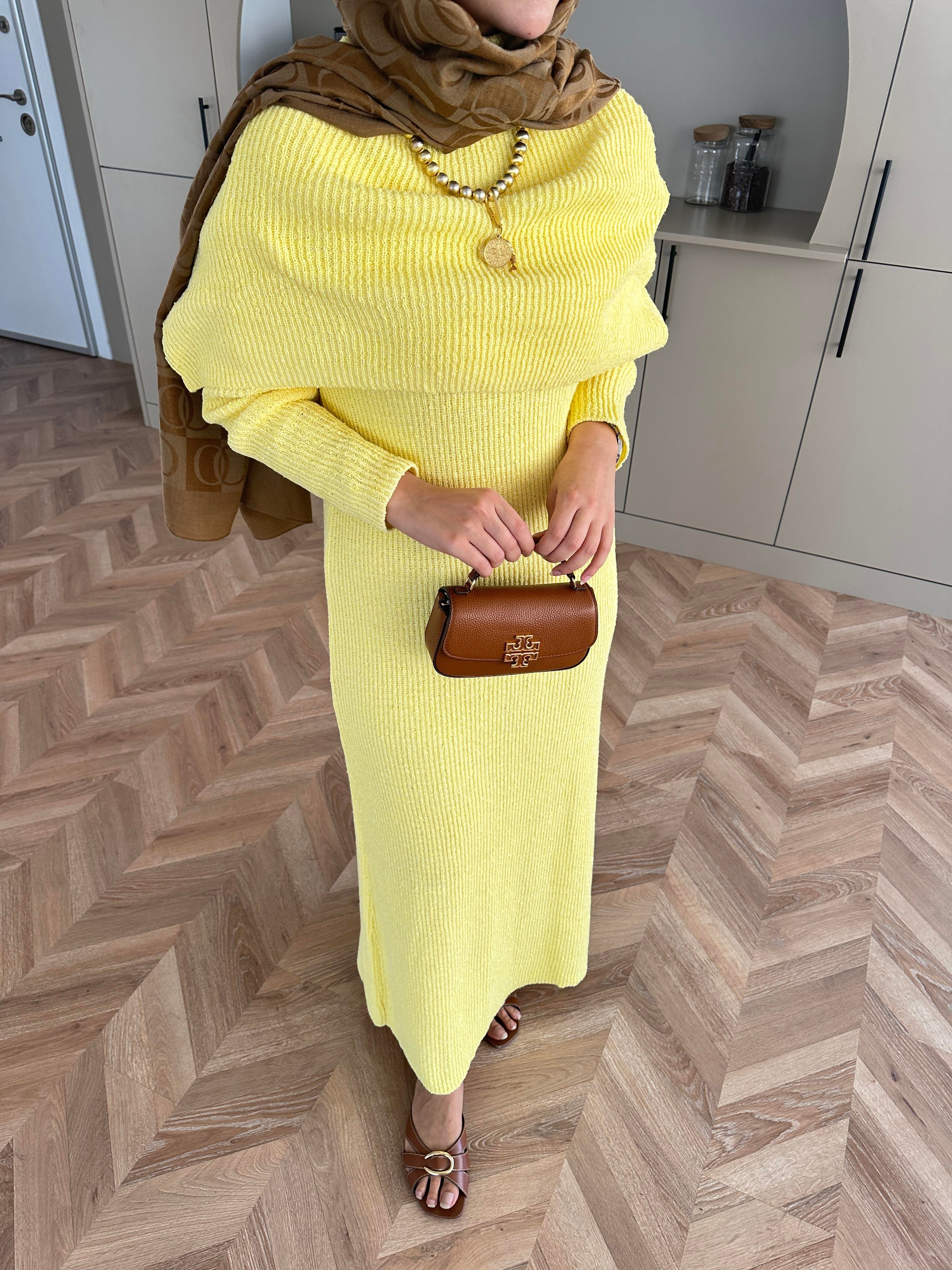 Anisa Triko Elbise Sarı