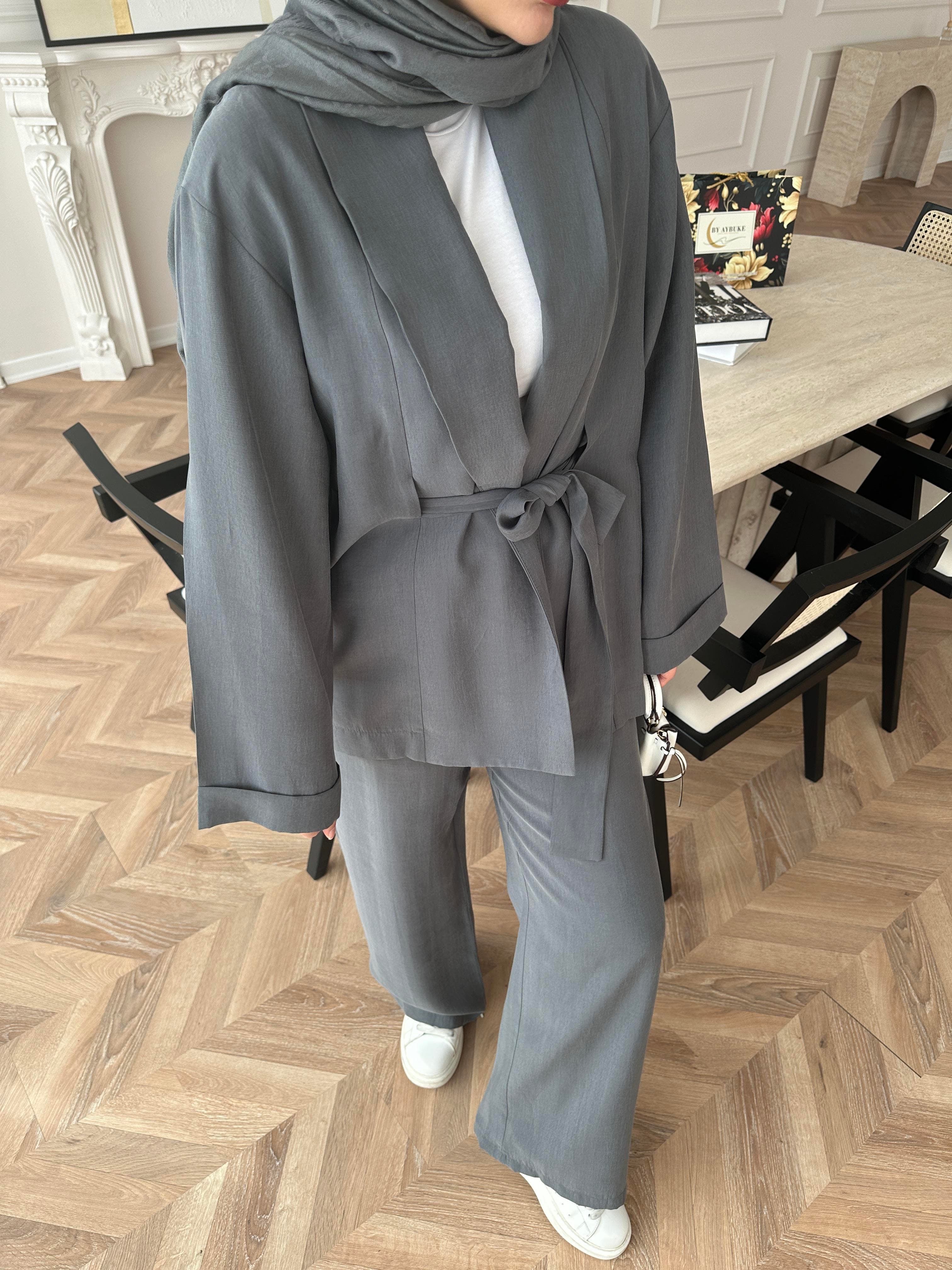 Anlr Pantolonlu Takım Antrasit