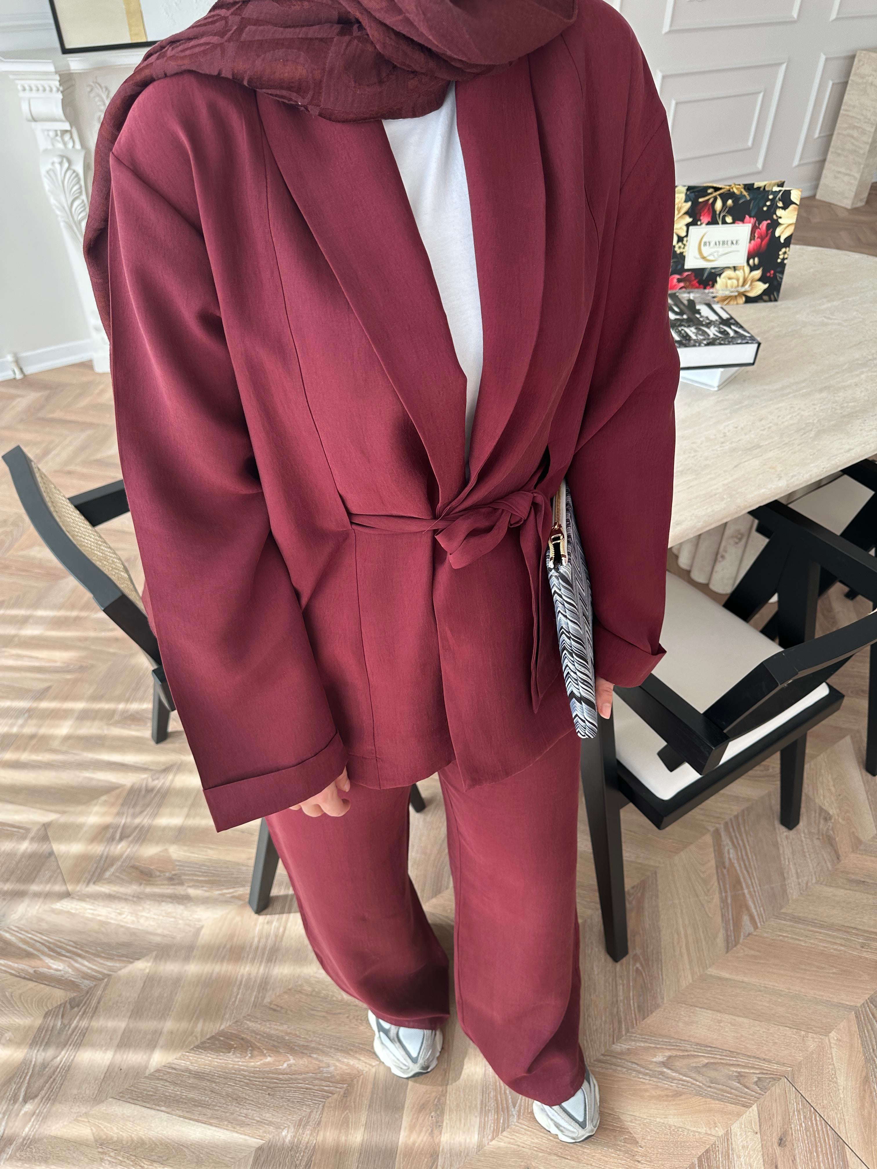 Anor Pantolonlu Takım Bordo