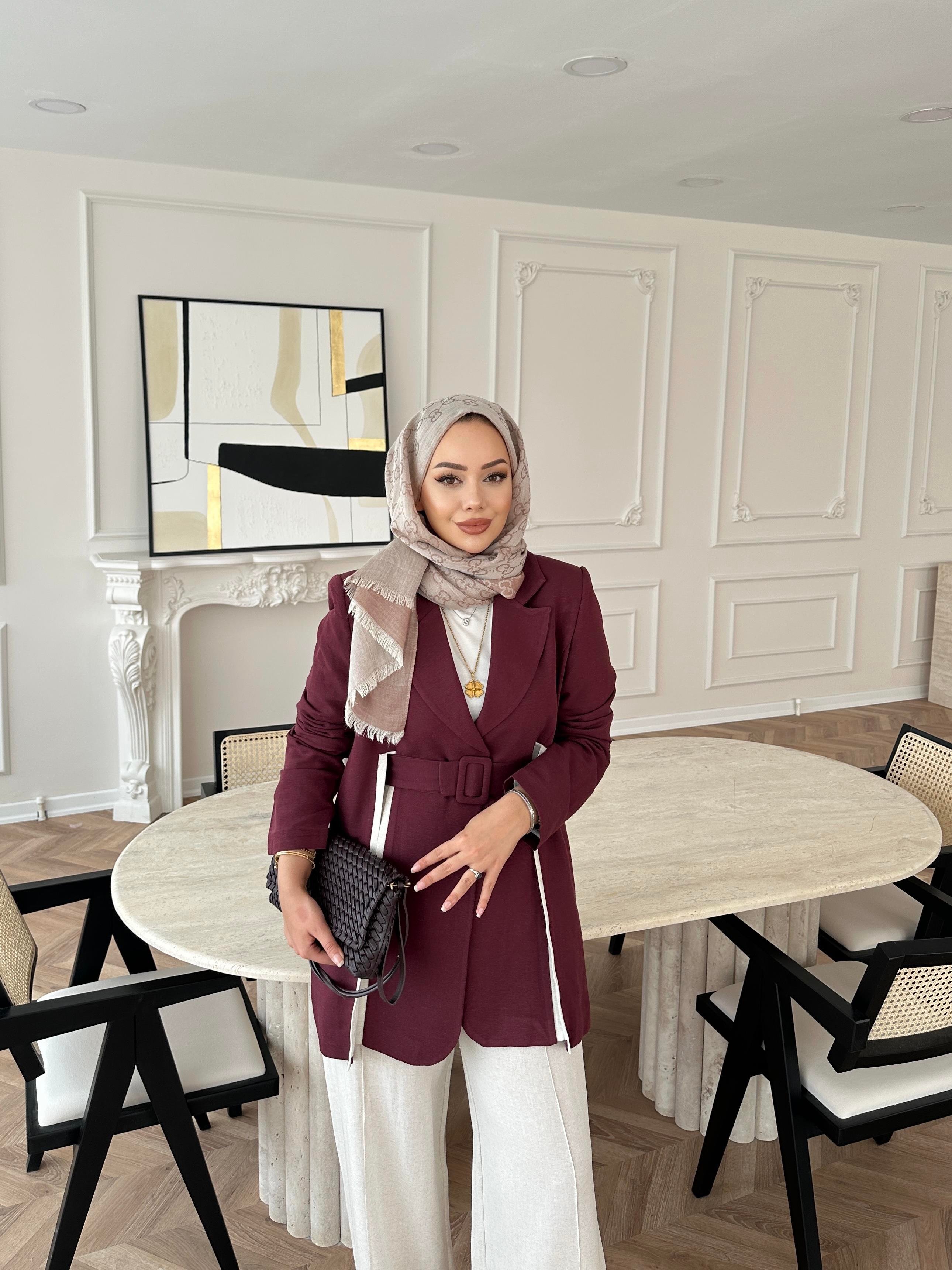 Aria Keten Takım Bordo 