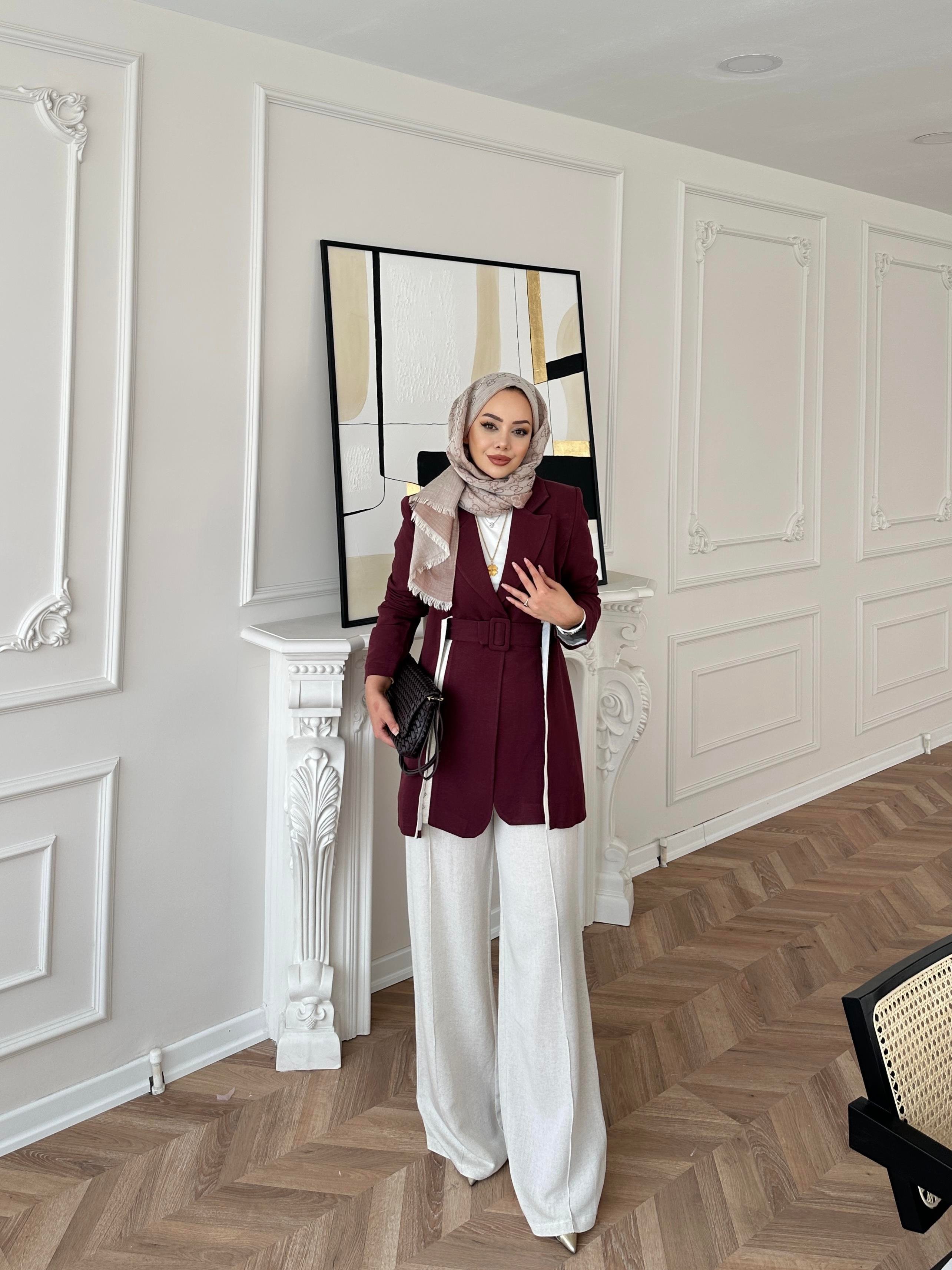 Aria Keten Takım Bordo 