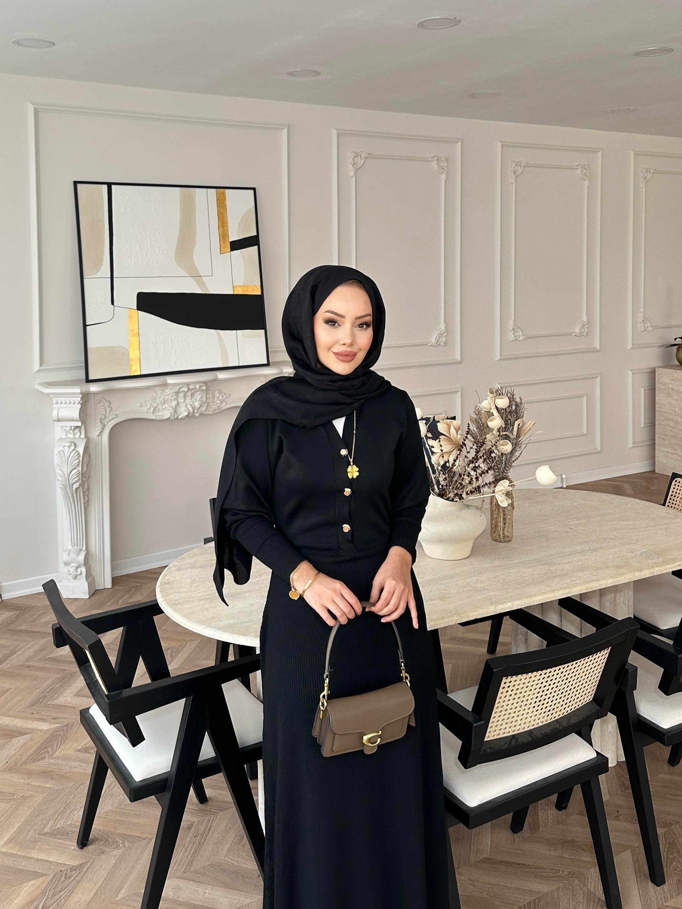 Ayda Triko Elbise Siyah