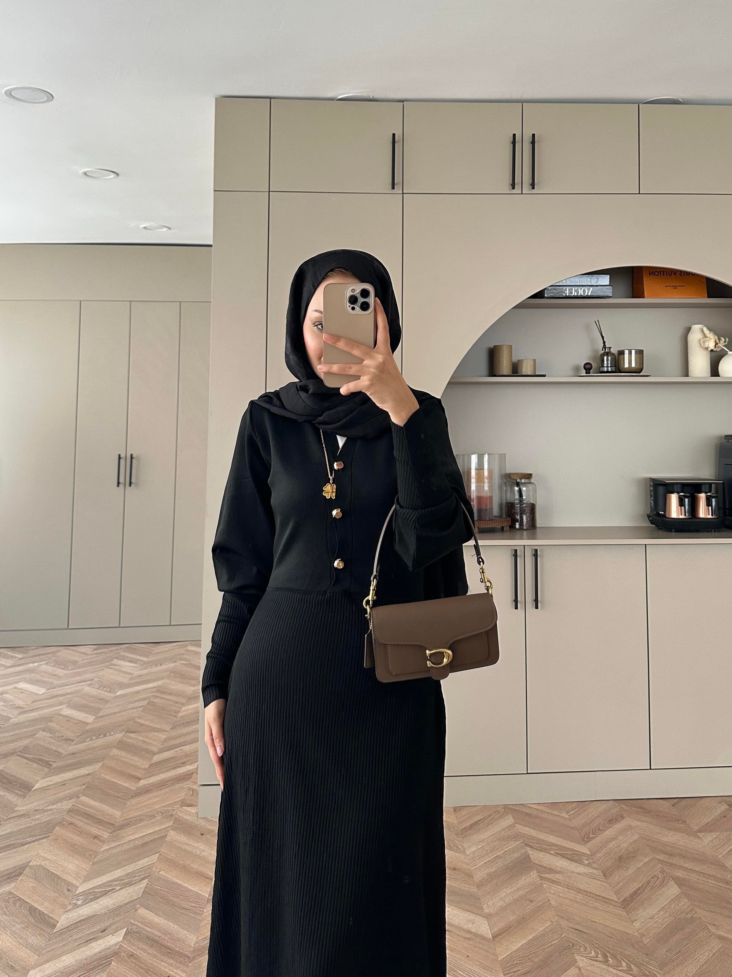 Ayda Triko Elbise Siyah