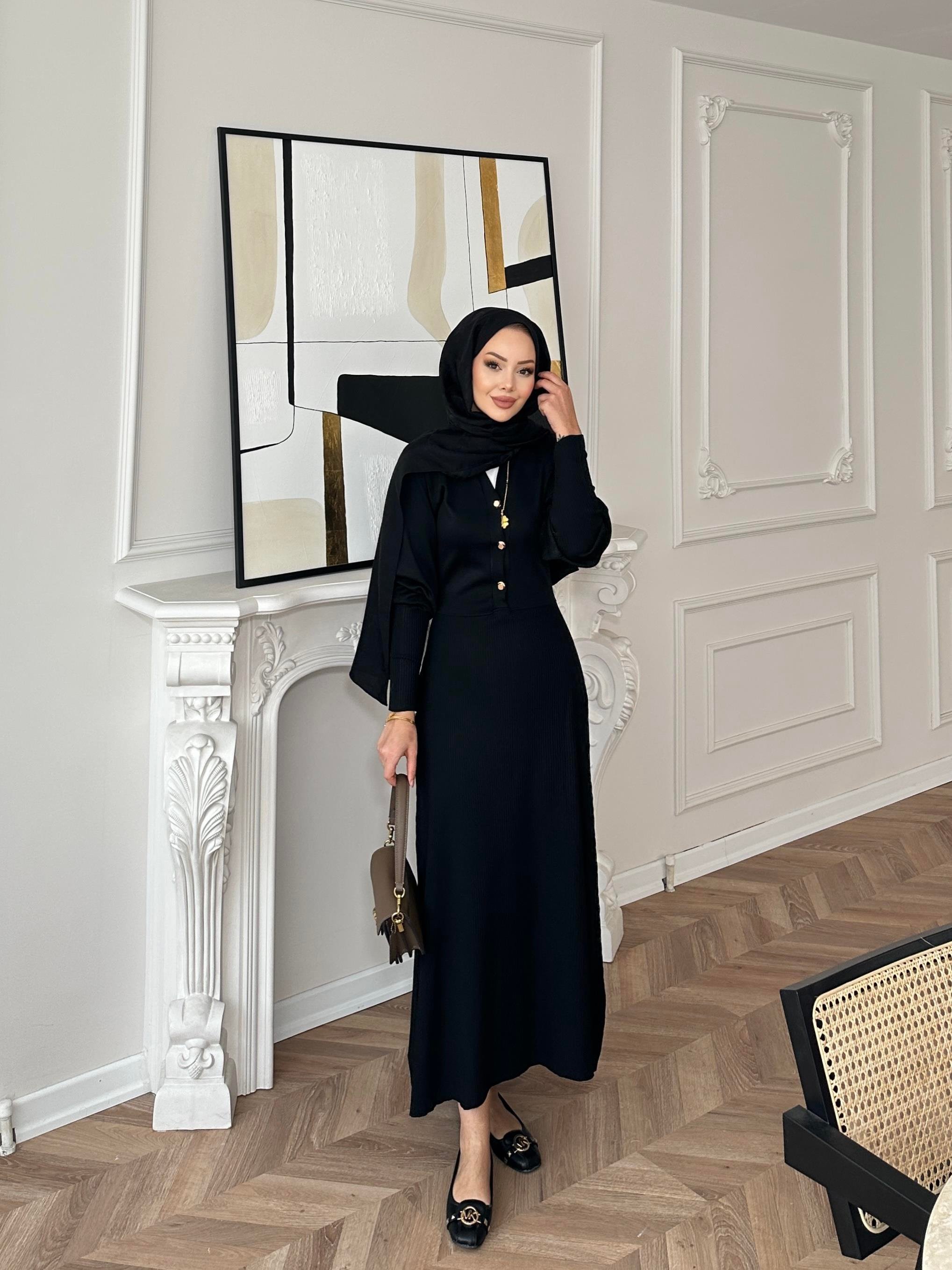 Ayda Triko Elbise Siyah