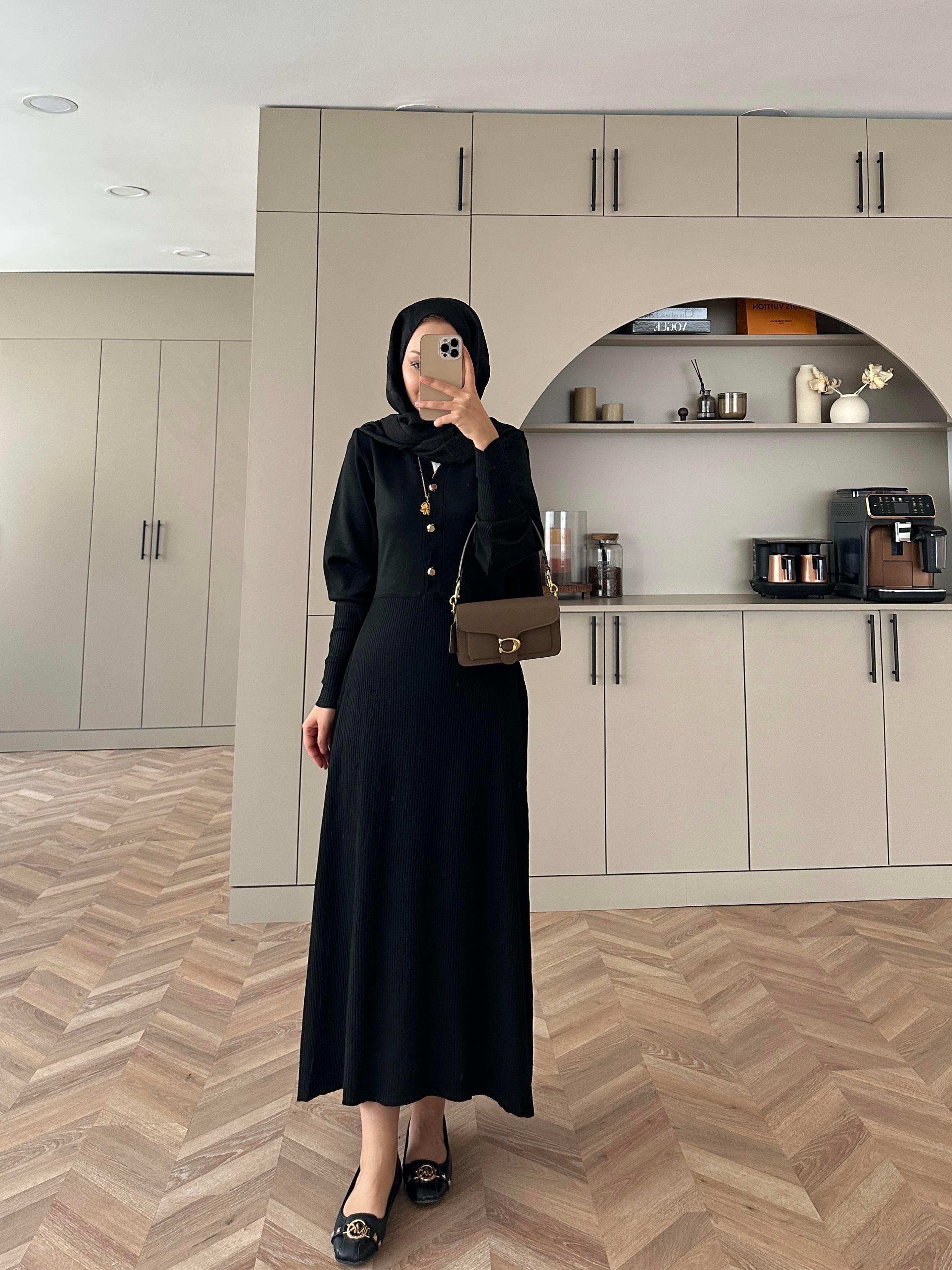 Ayda Triko Elbise Siyah