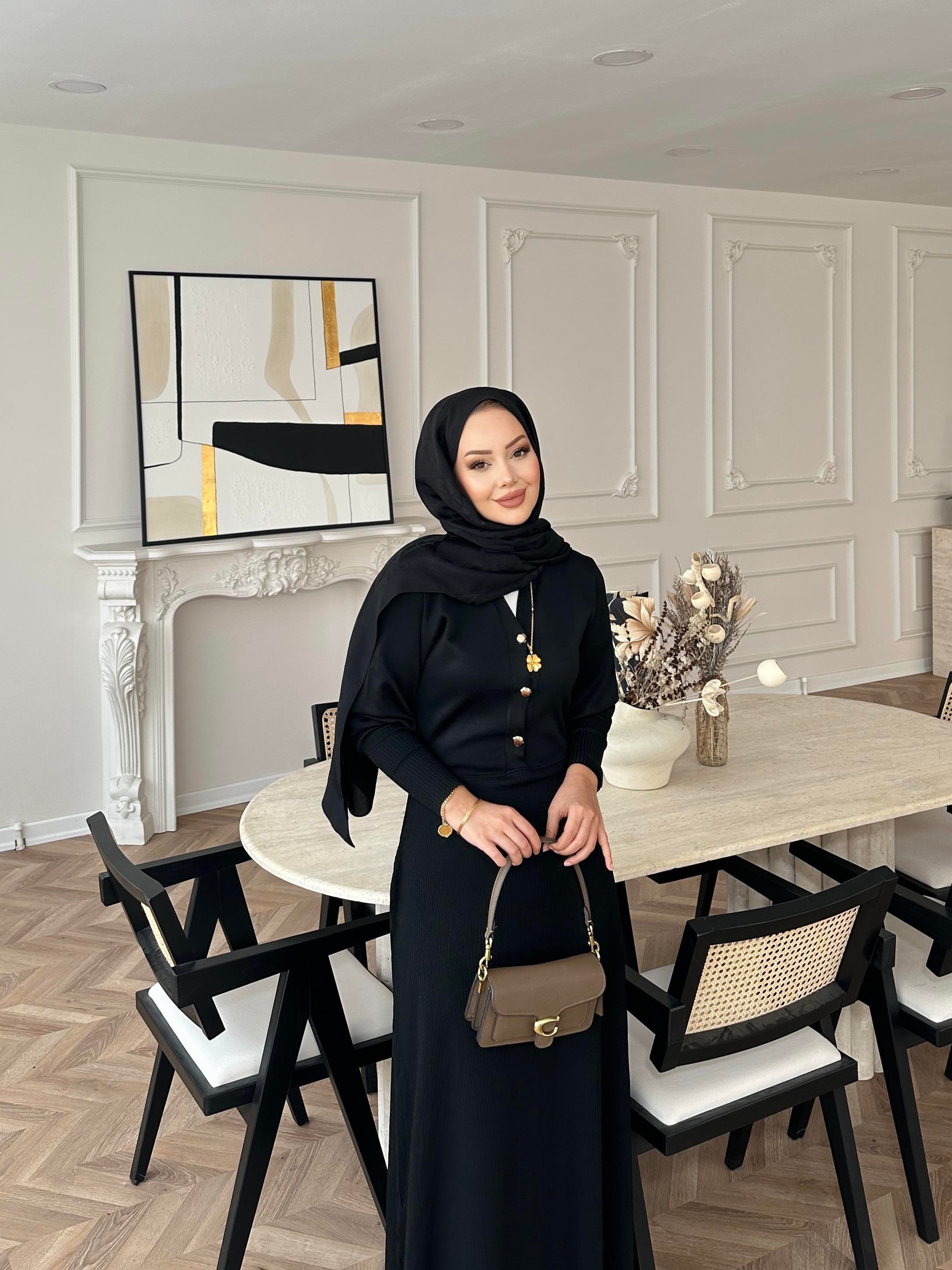 Ayda Triko Elbise Siyah