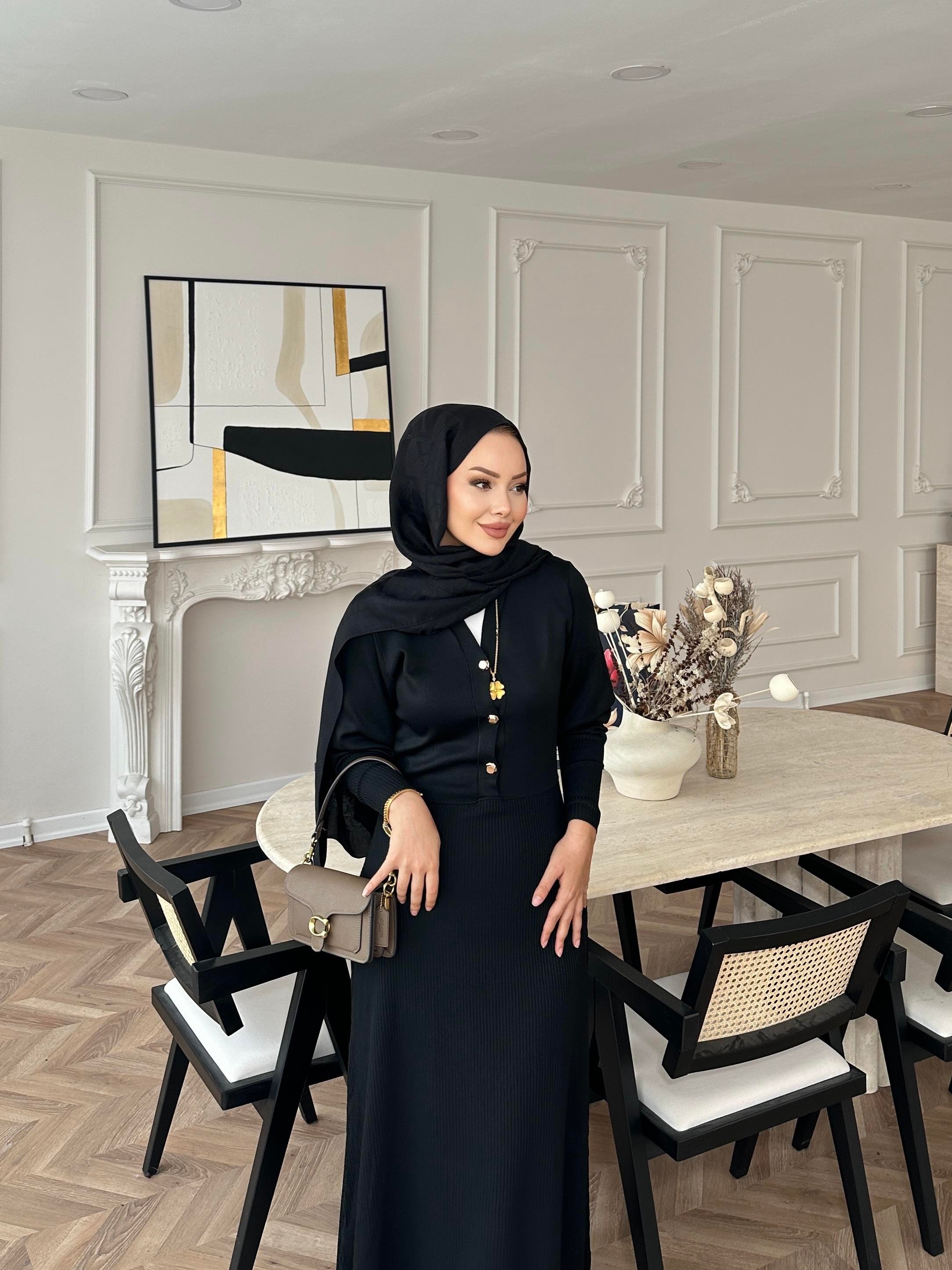 Ayda Triko Elbise Siyah