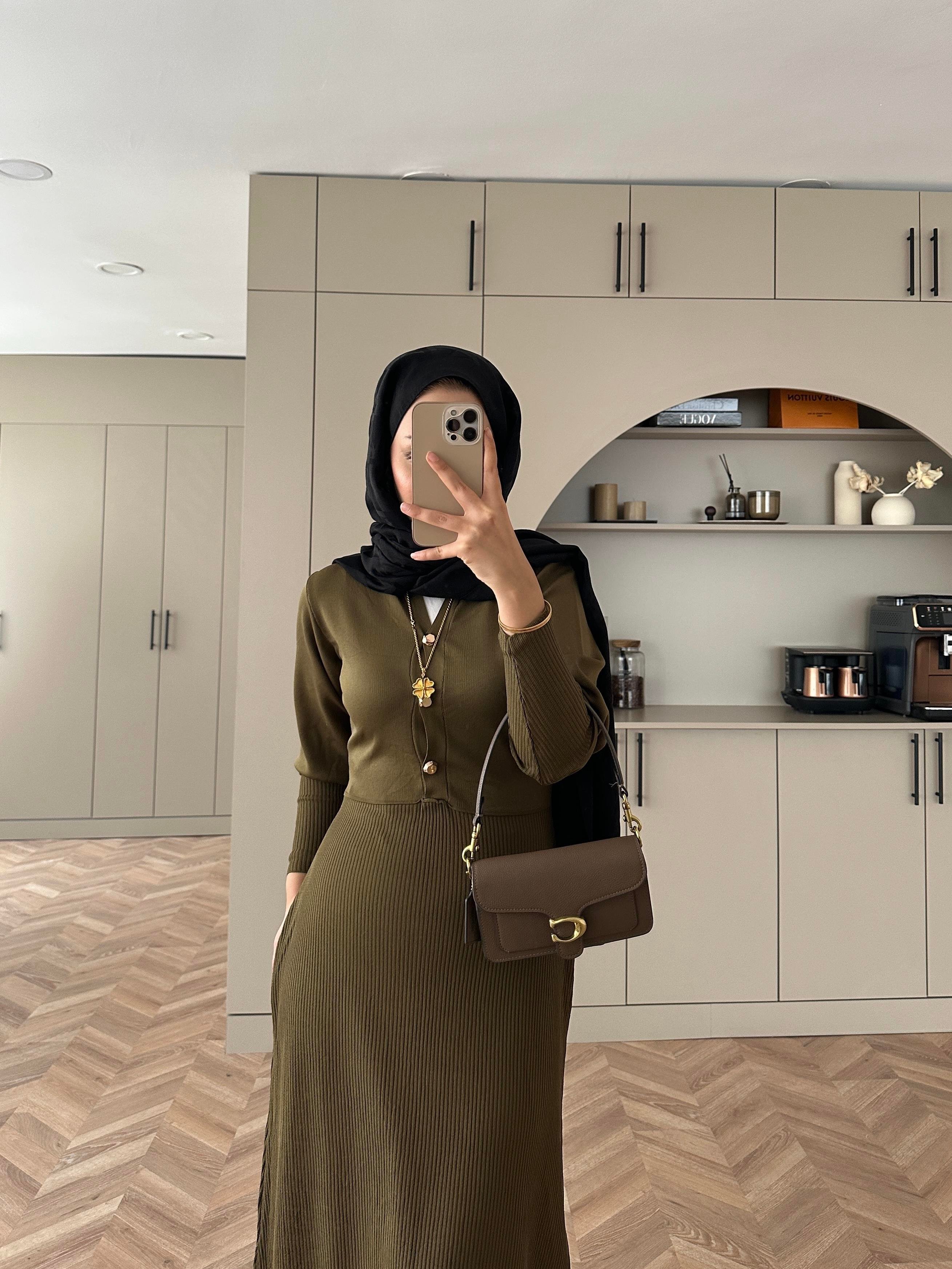 Ayda Triko Elbise Yeşil