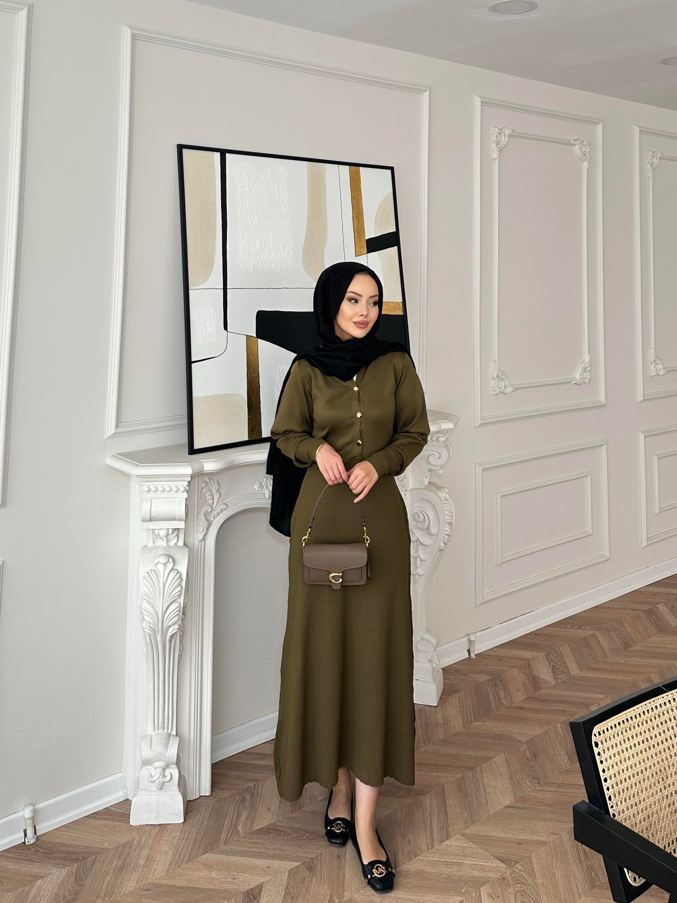 Ayda Triko Elbise Yeşil