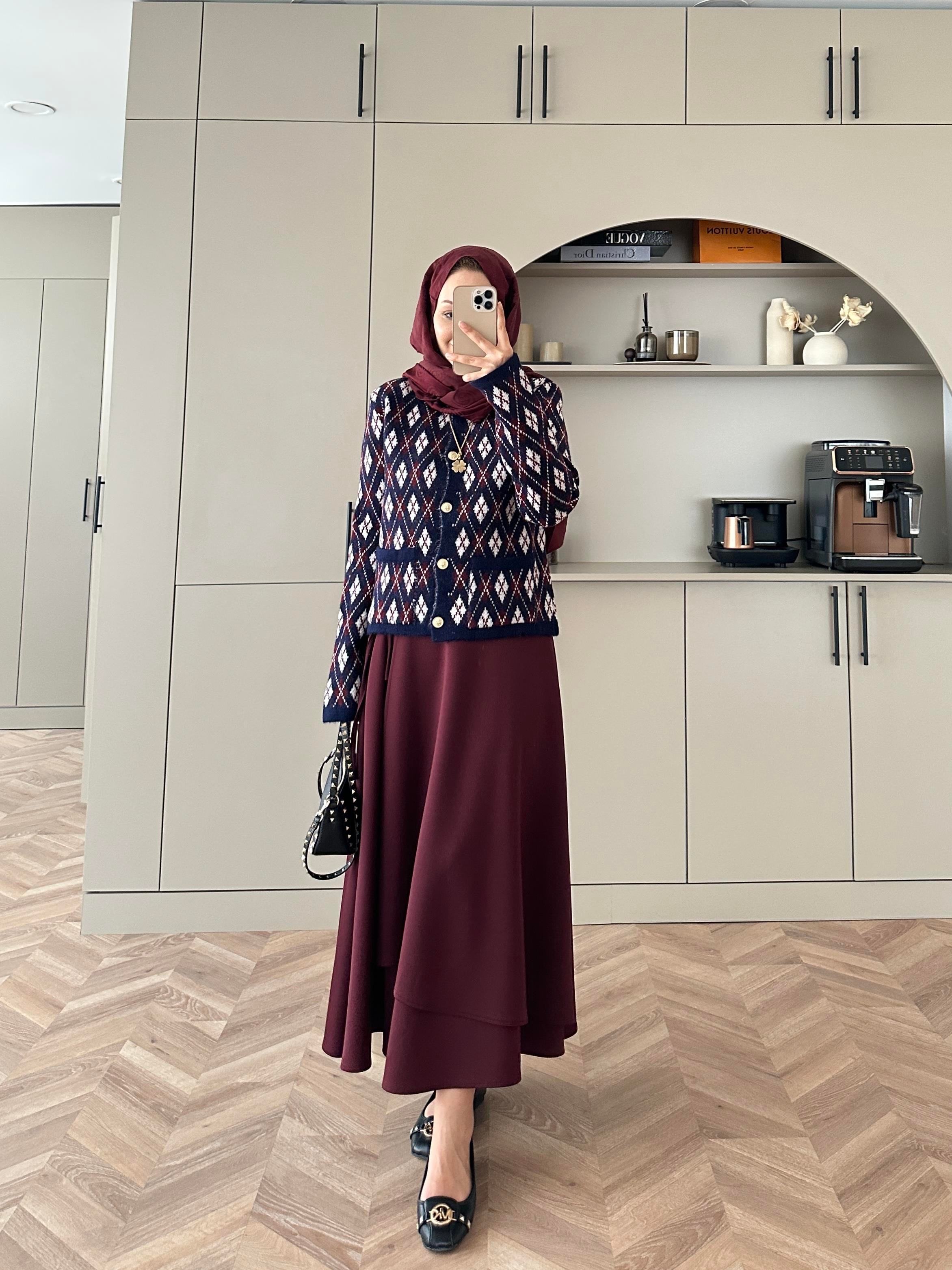 Baklava Desen Triko Hırka Lacivert