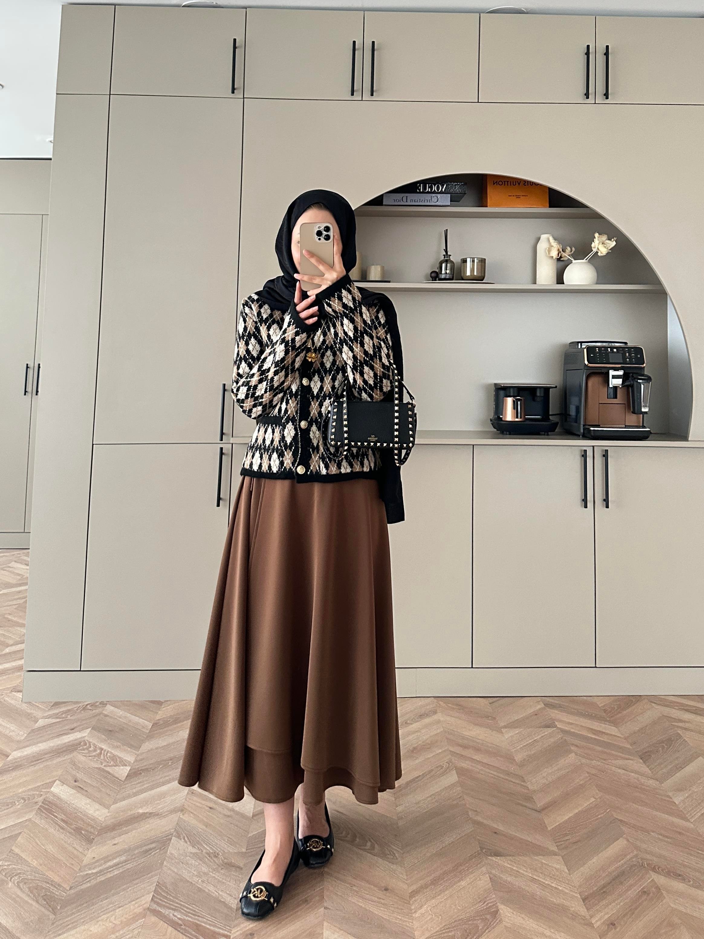 Baklava Desen Triko Hırka Siyah