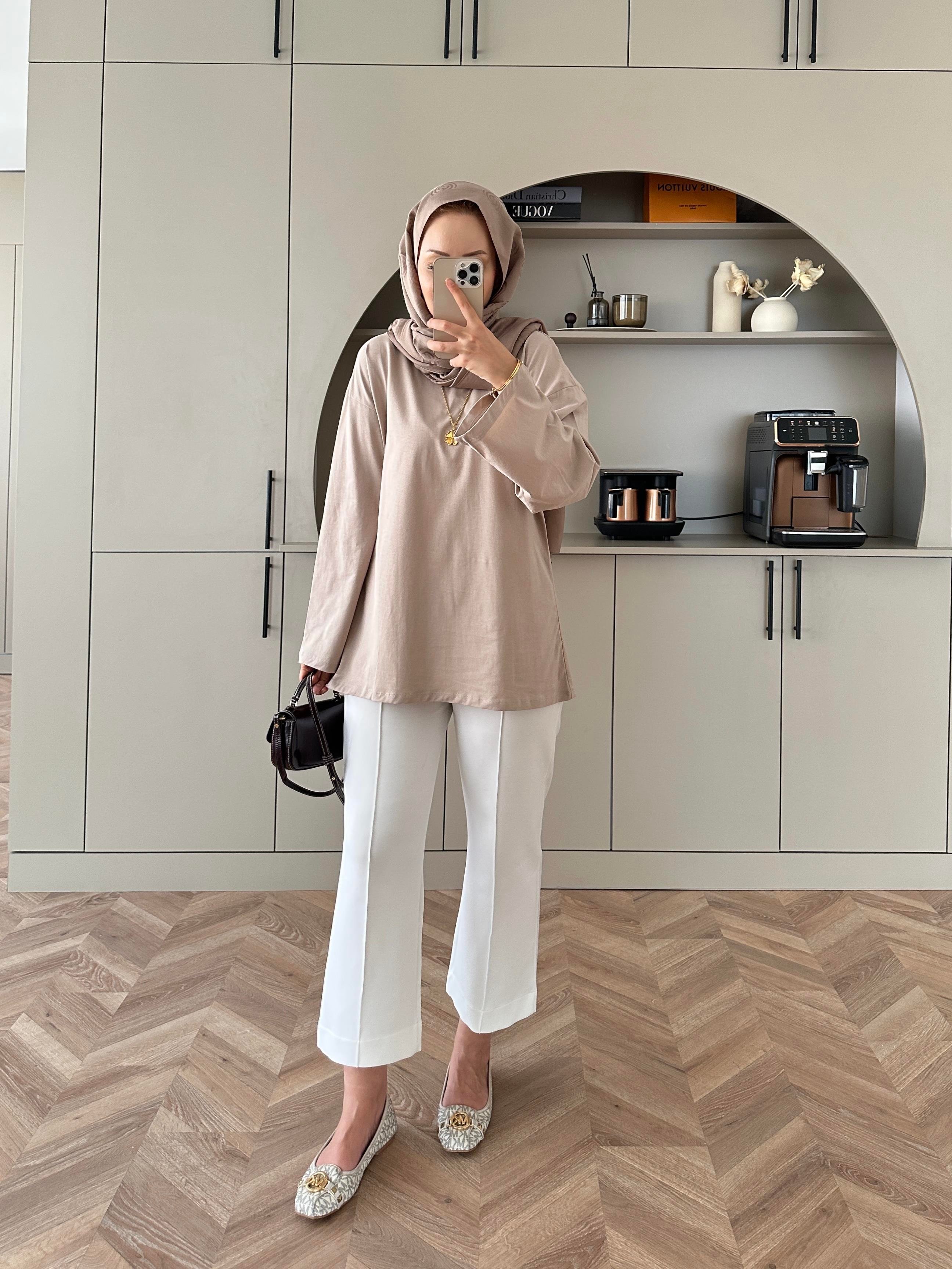 Basic Uzun Kollu Bluz Bej