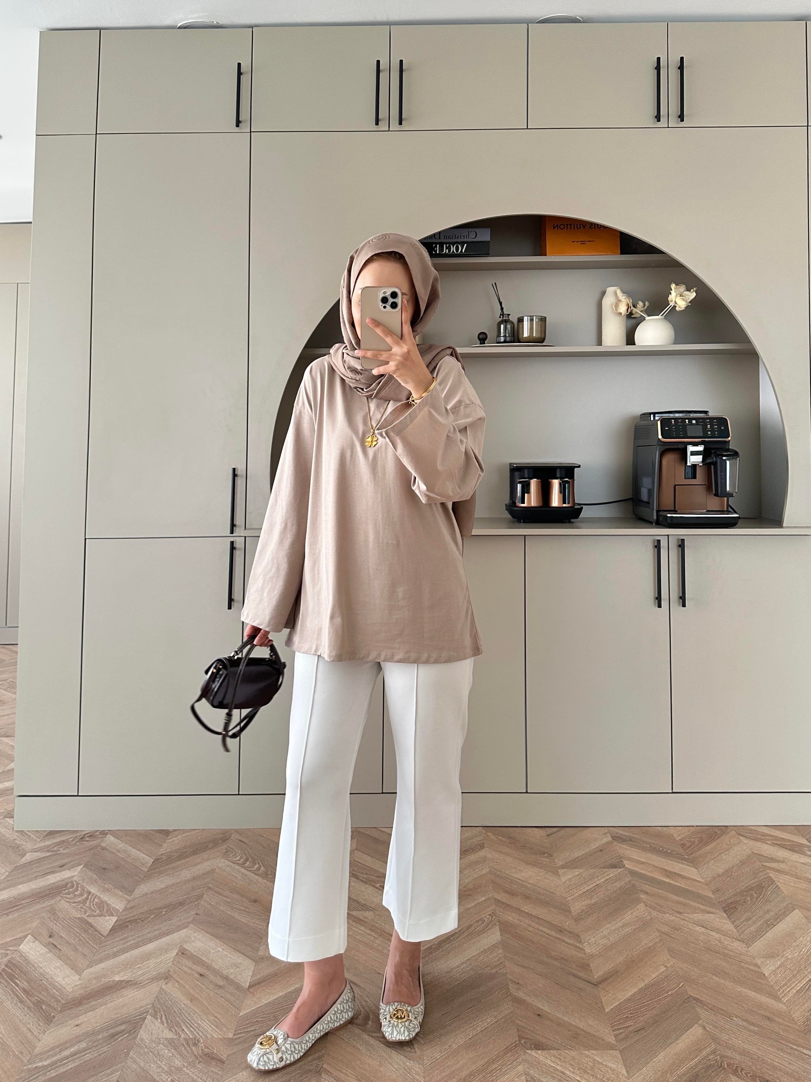 Basic Uzun Kollu Bluz Bej