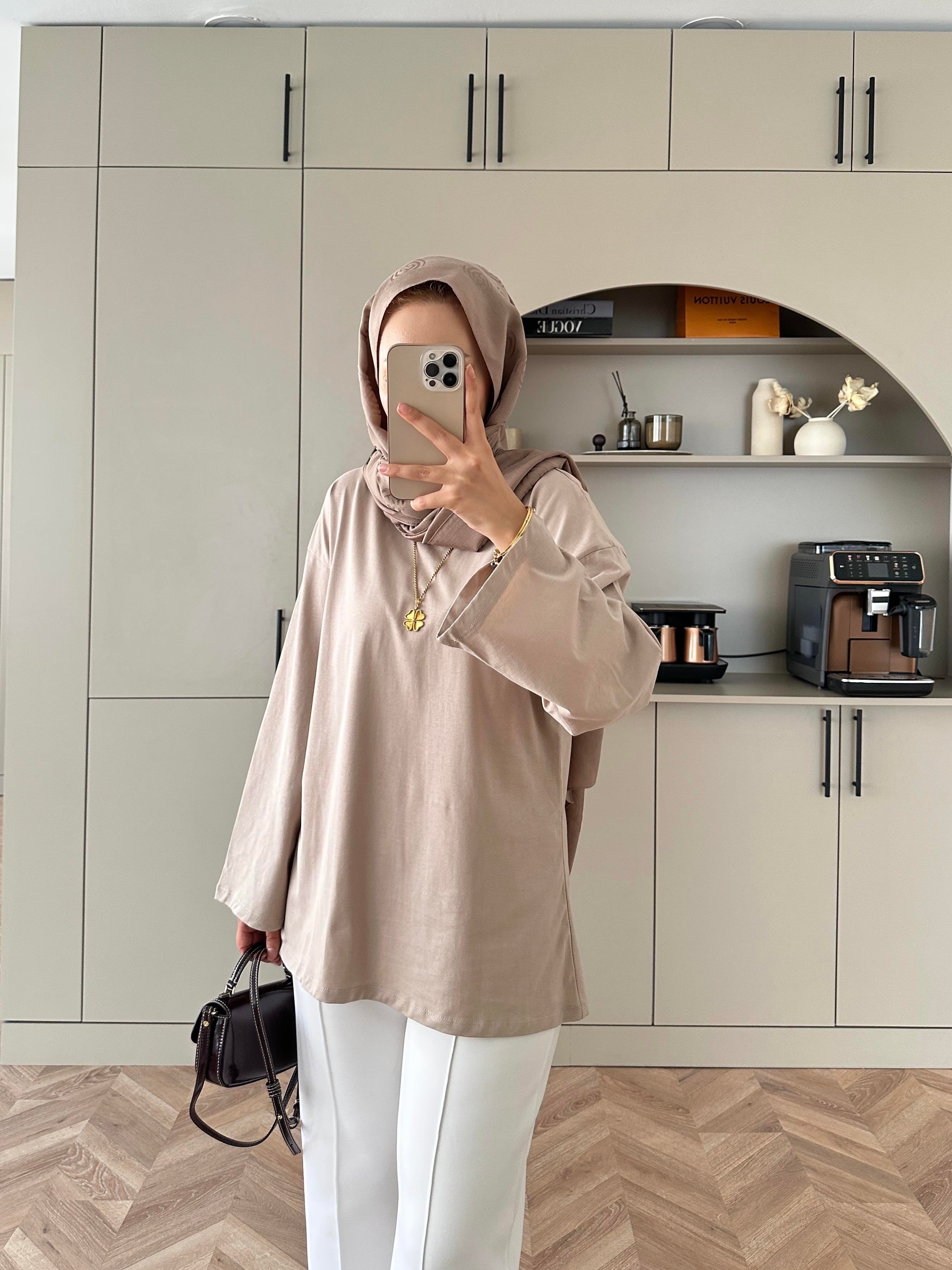 Basic Uzun Kollu Bluz Bej