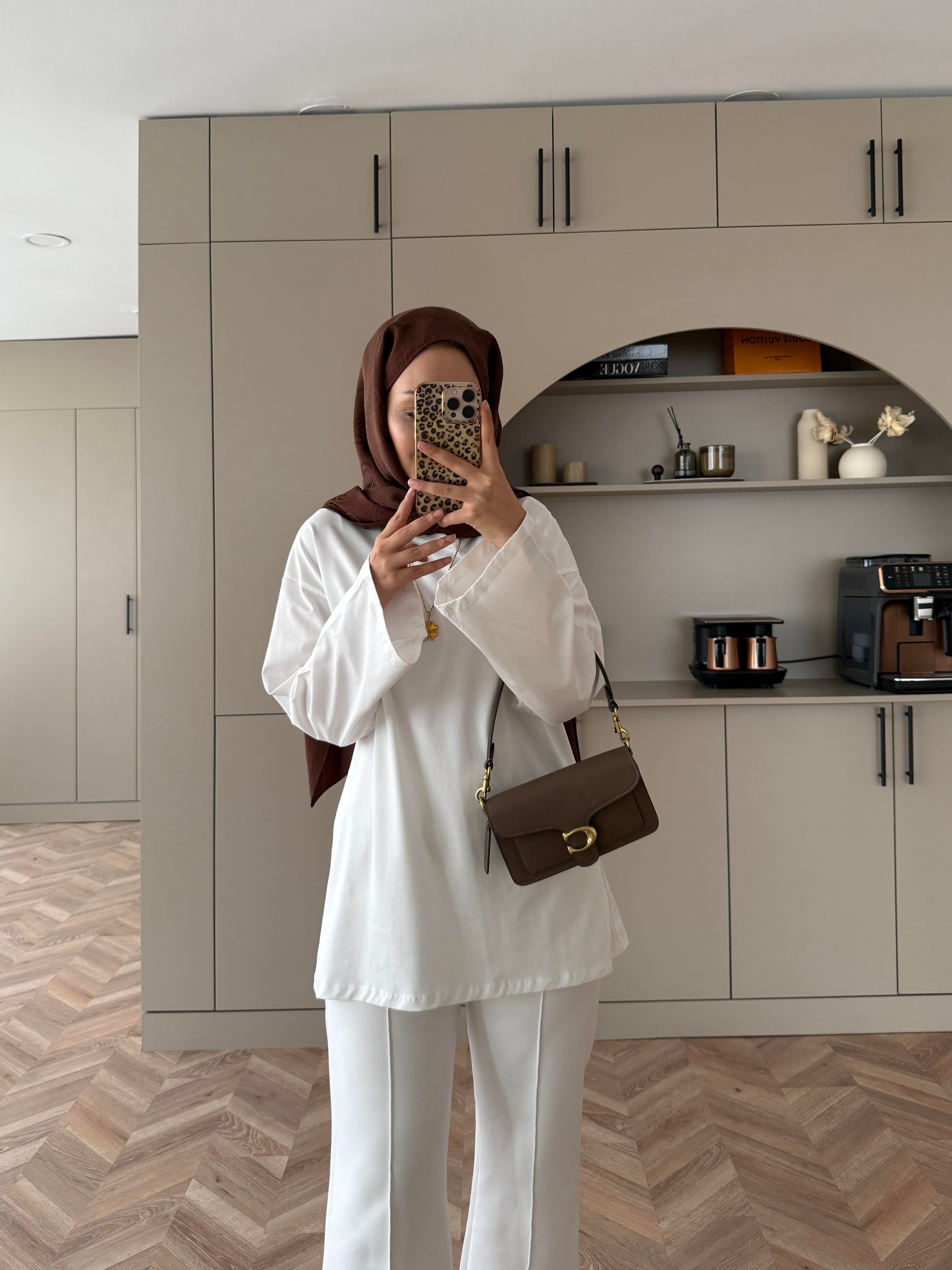 Basic Uzun Kollu Bluz Beyaz