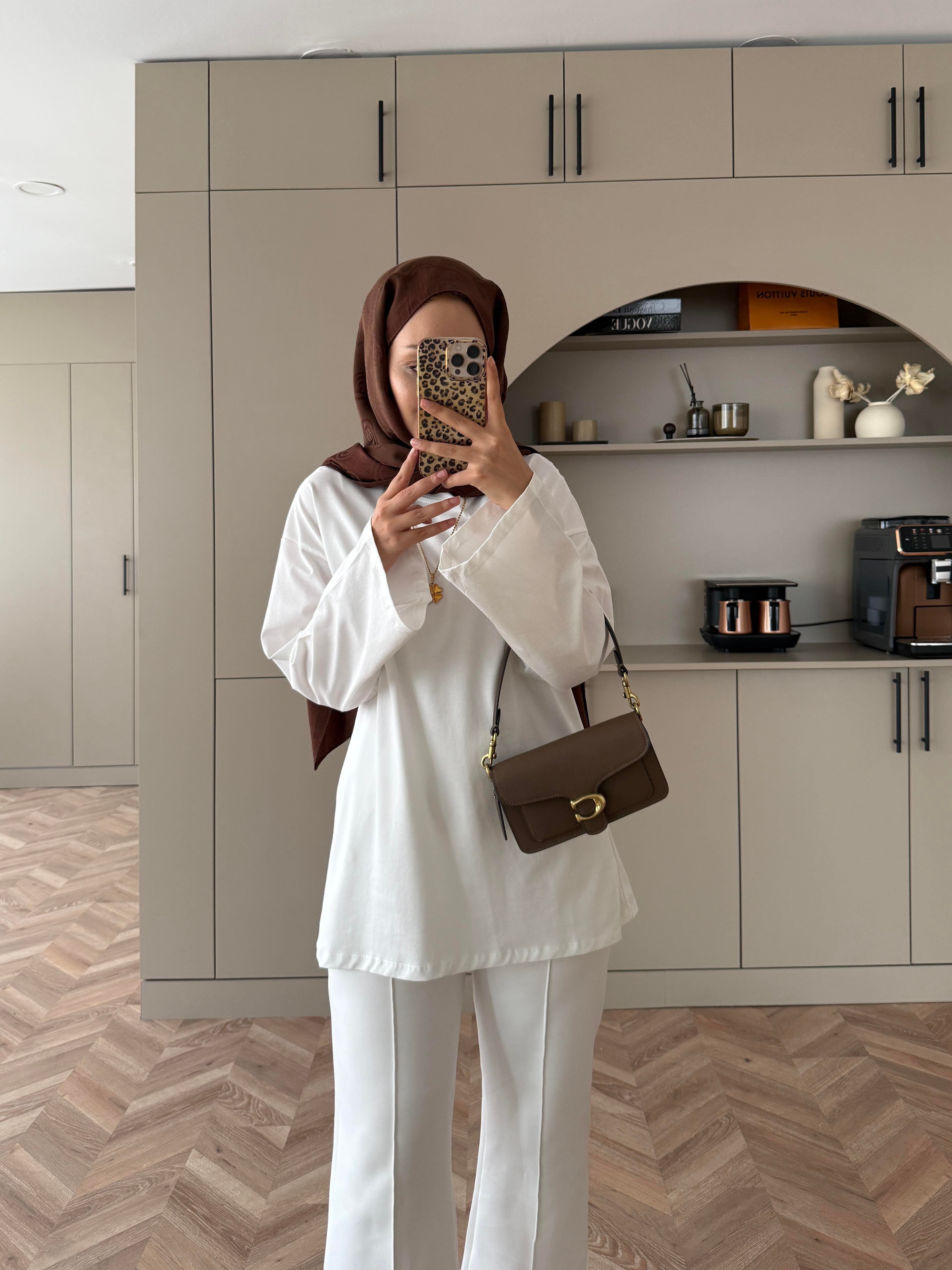 Basic Uzun Kollu Bluz Beyaz