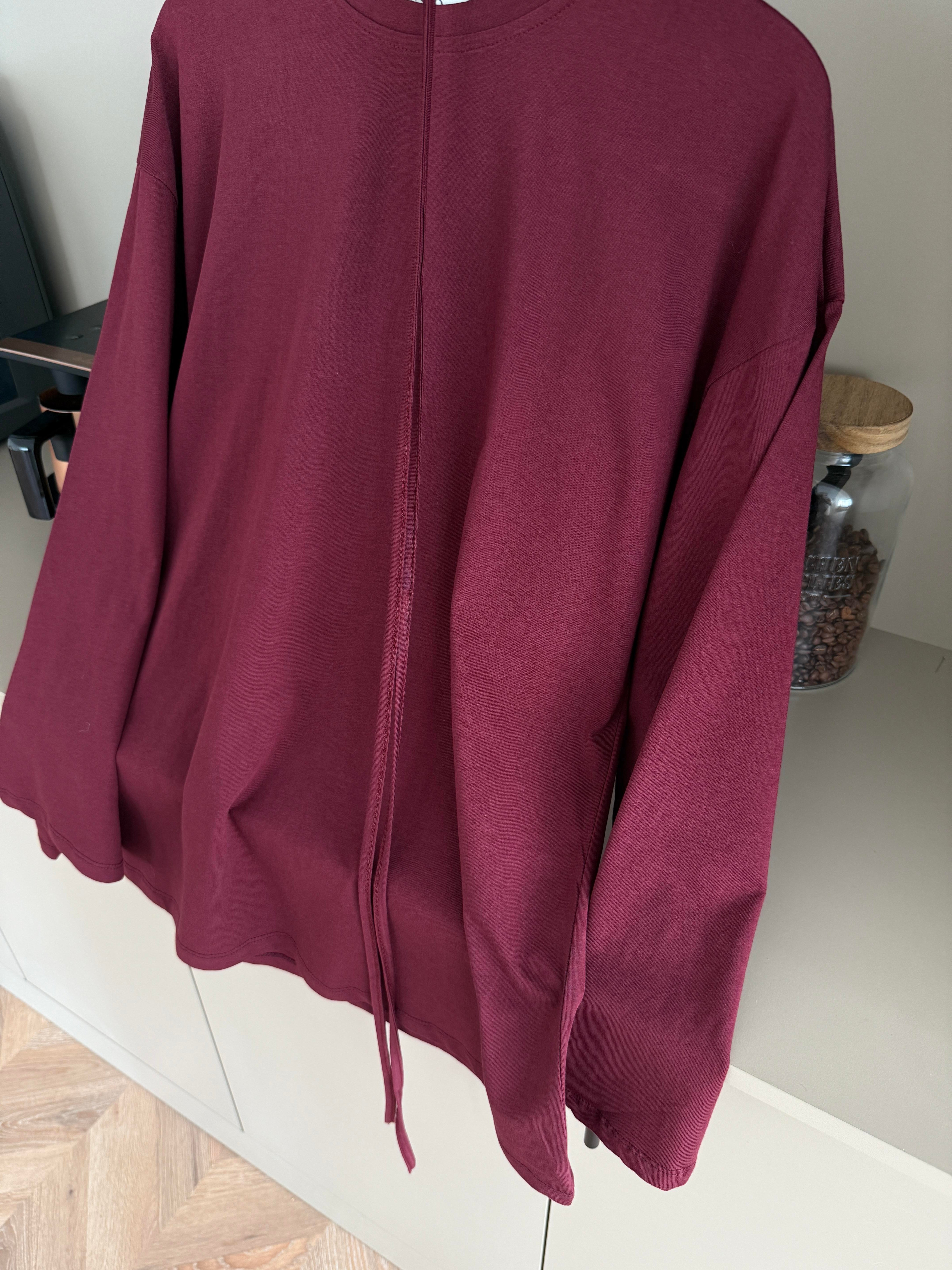 Basic Uzun Kollu Bluz Bordo