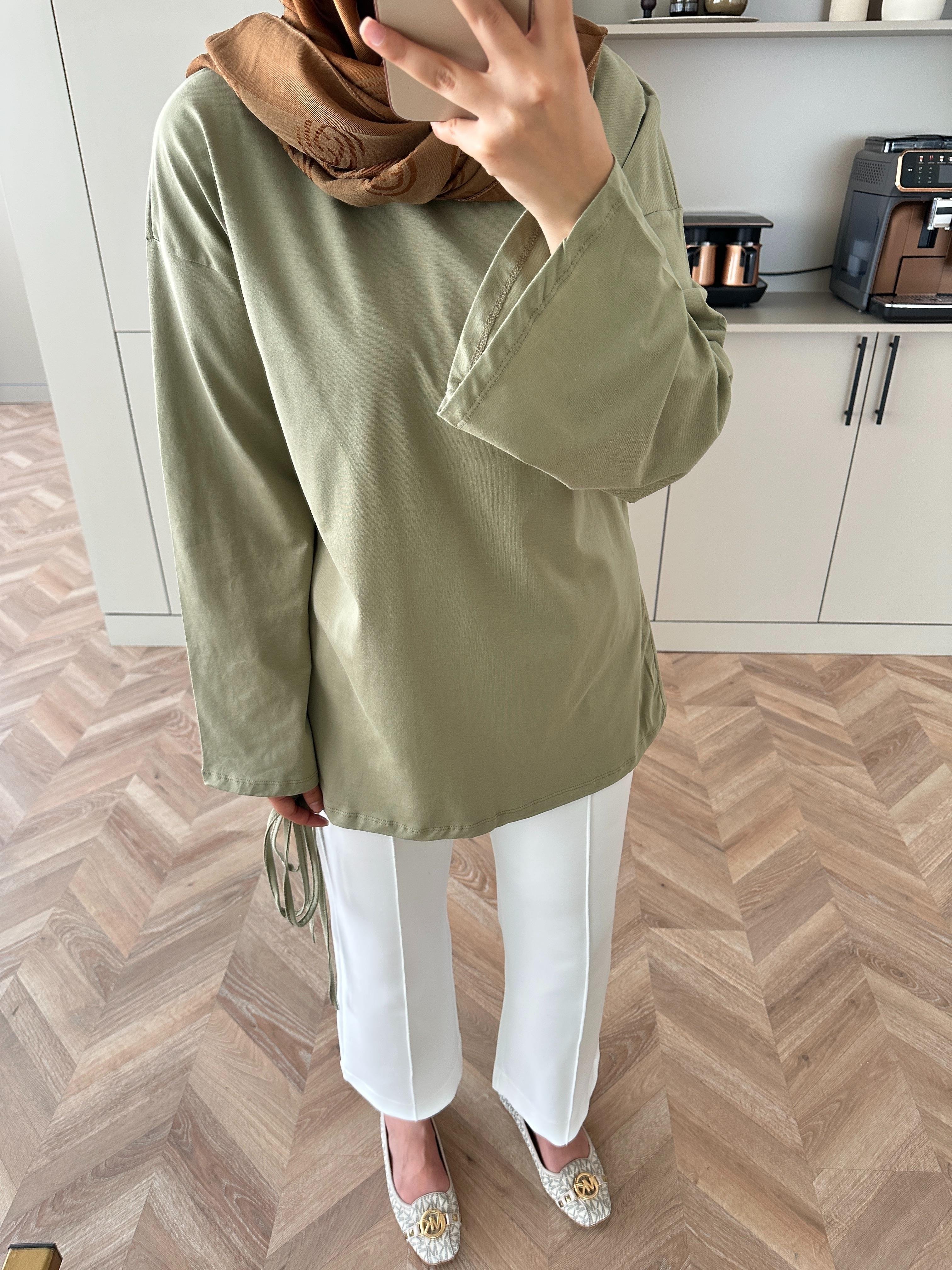 Basic Uzun Kollu Bluz Su Yeşili