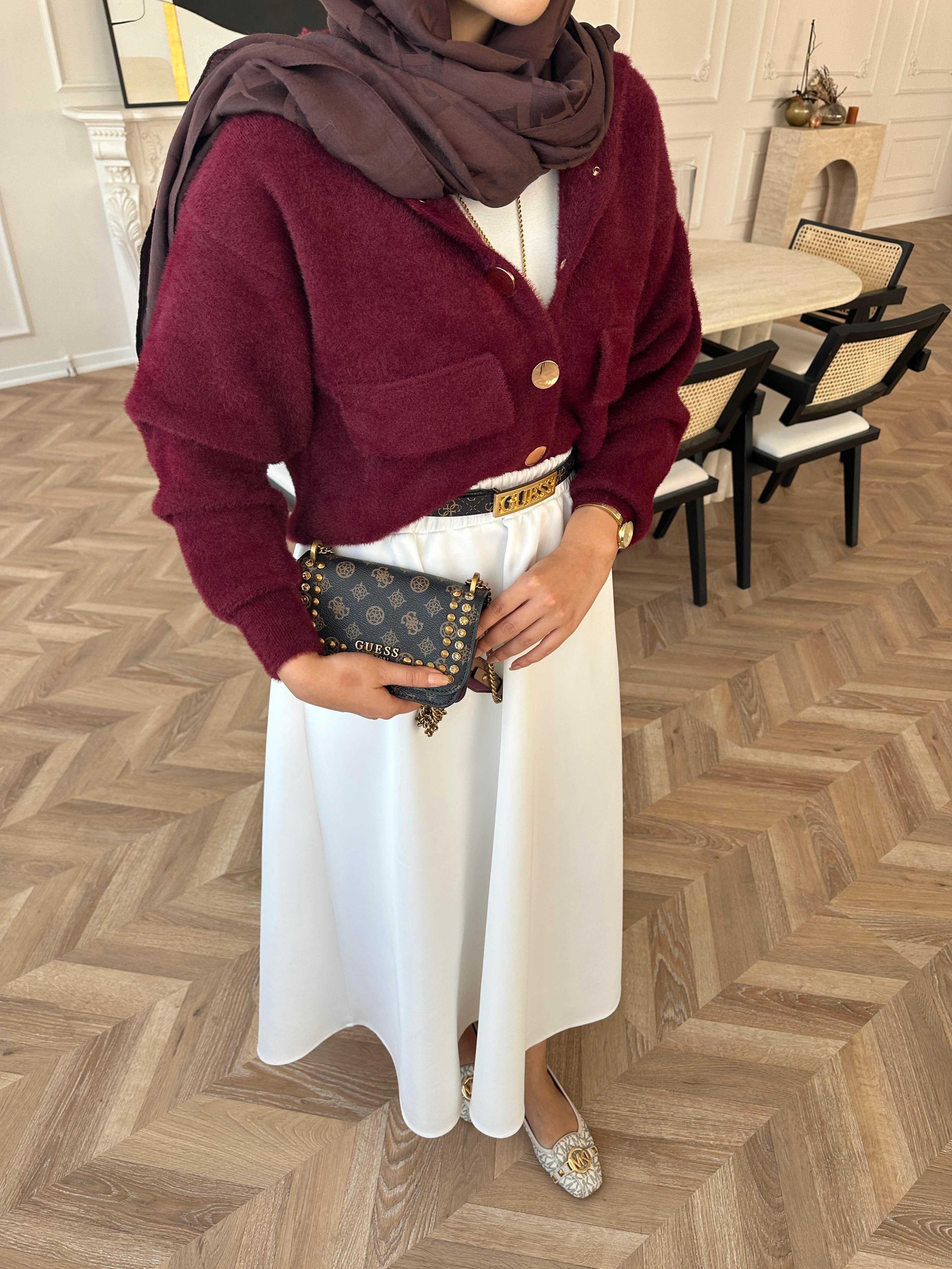 Becca Angora Hırka Bordo