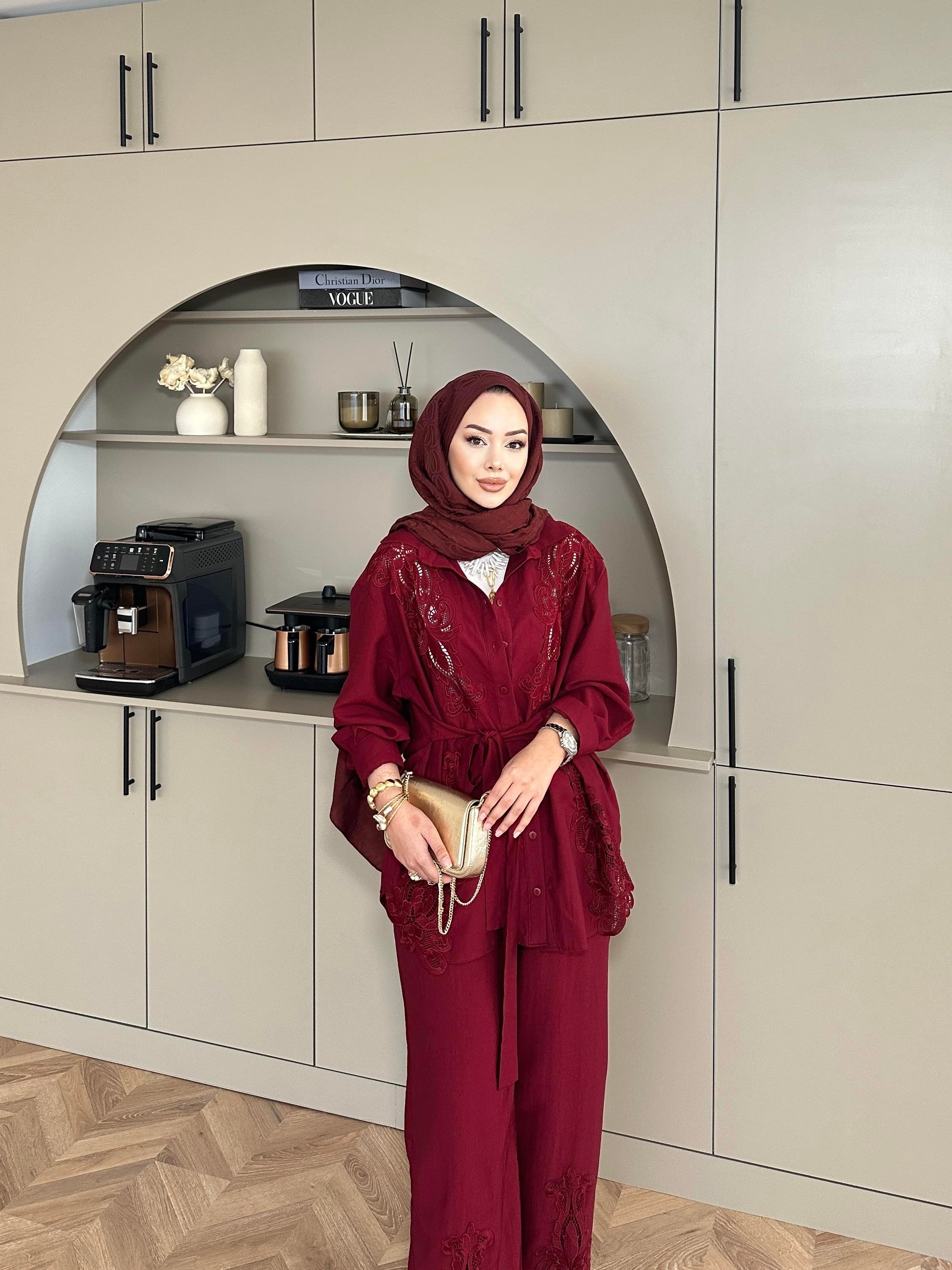 Biana Pantolonlu Takım Bordo 