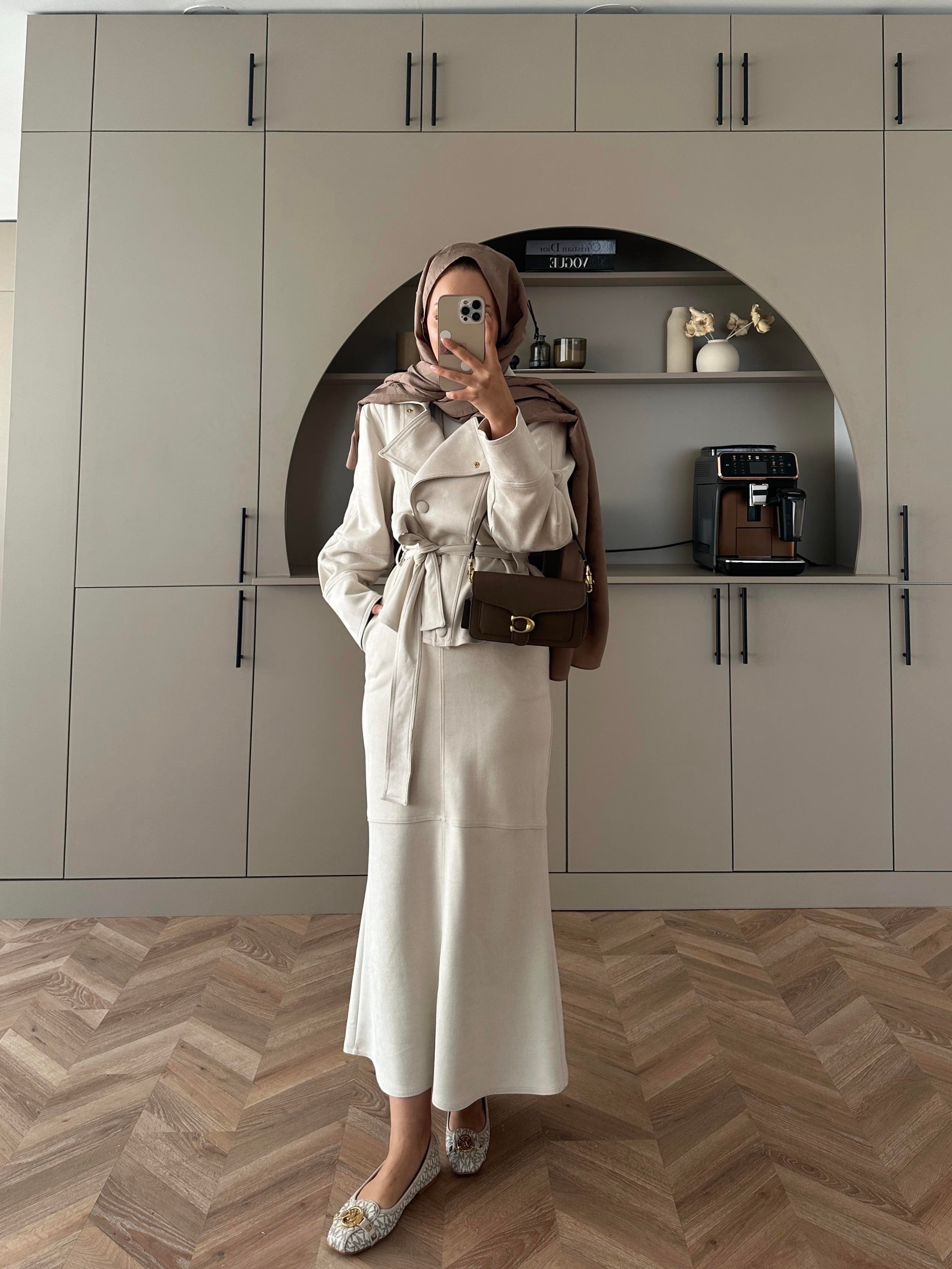 Bomber Ceketli Süet Etekli Takım Taş