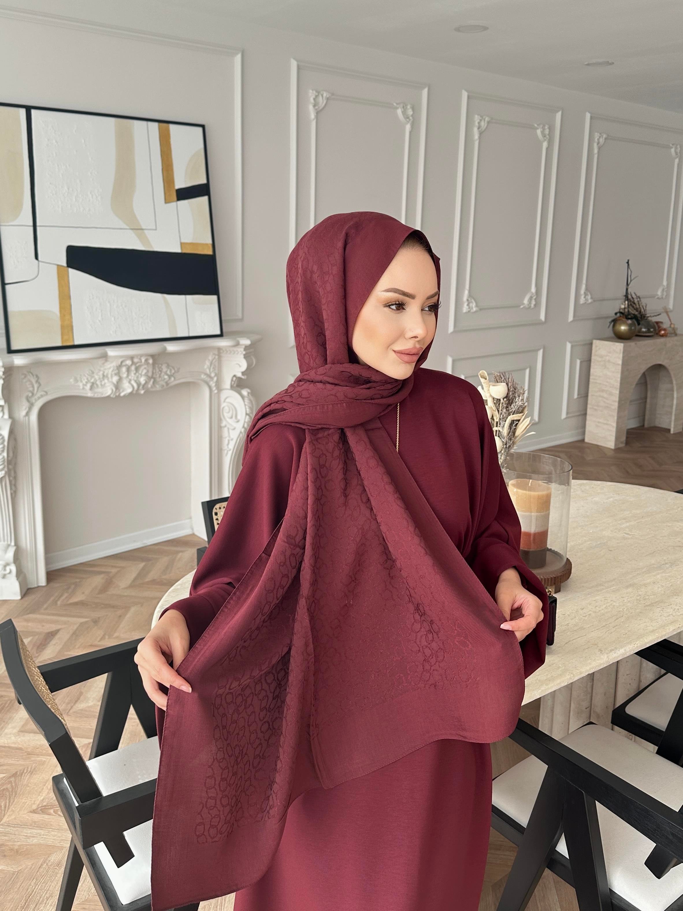 Bordo Zincir Desen Naia Şal